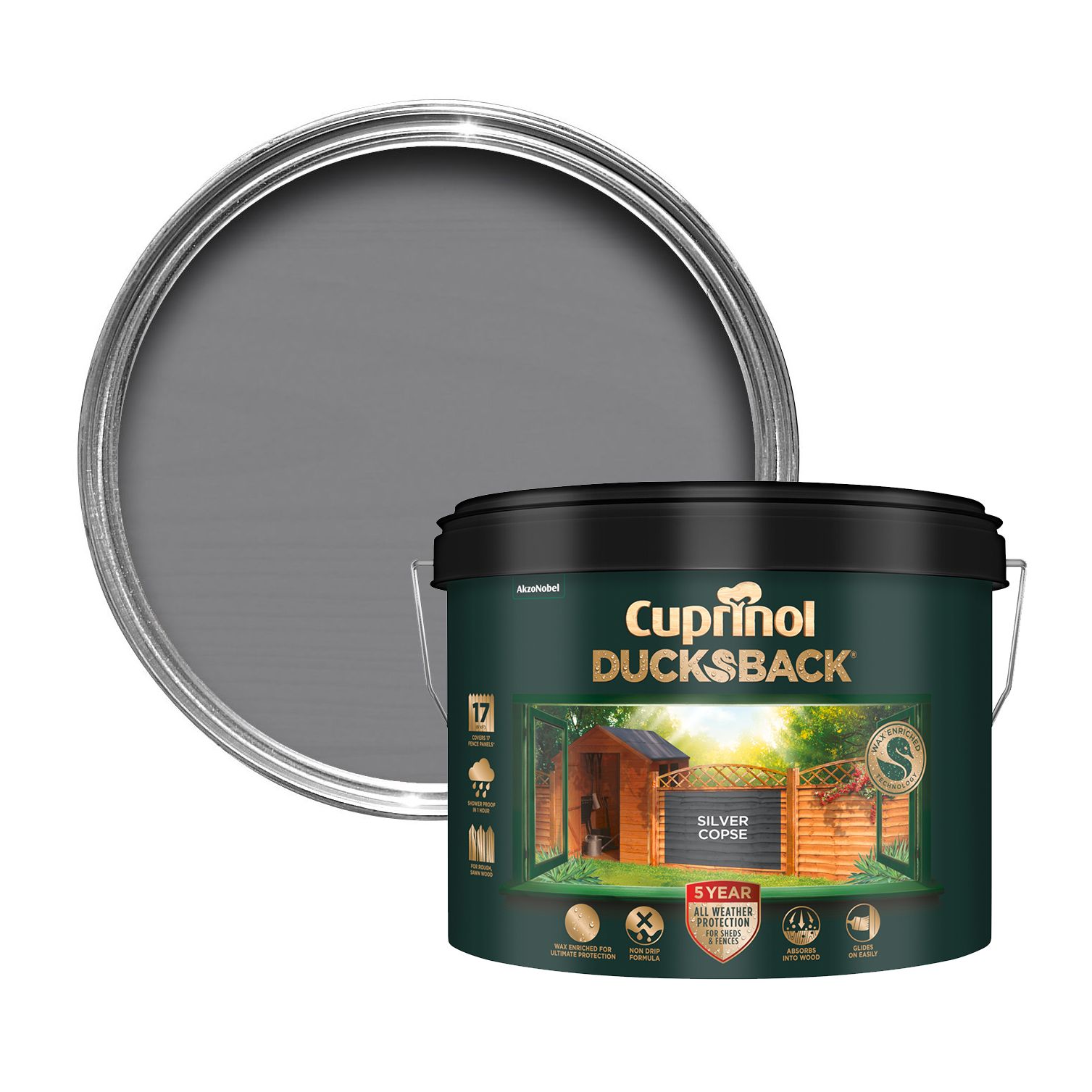 Cuprinol 5 Year Ducksback Silver Copse Matt Wood Paint 9l Diy At B Q