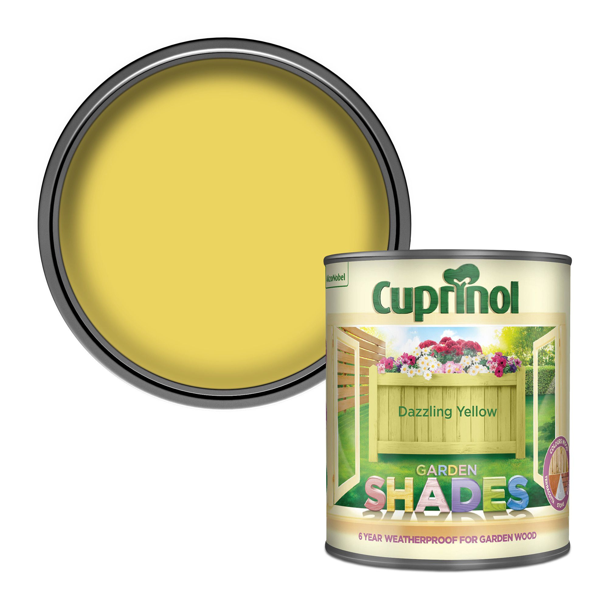 Cuprinol Garden shades Dazzling yellow Matt Multi-surface Exterior Wood paint, 1L Tin