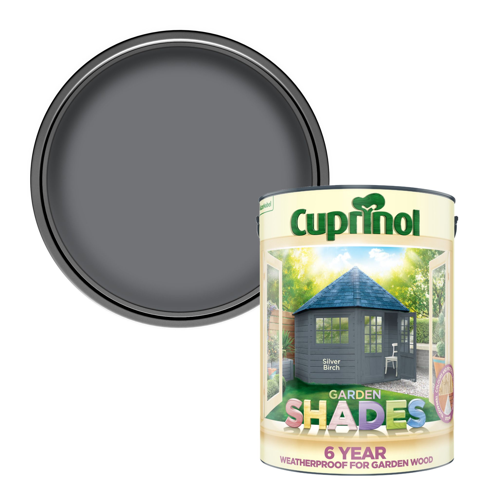 Cuprinol Garden Shades Silver Birch Matt Multi-surface Exterior Protector Wood paint, 5L Tub