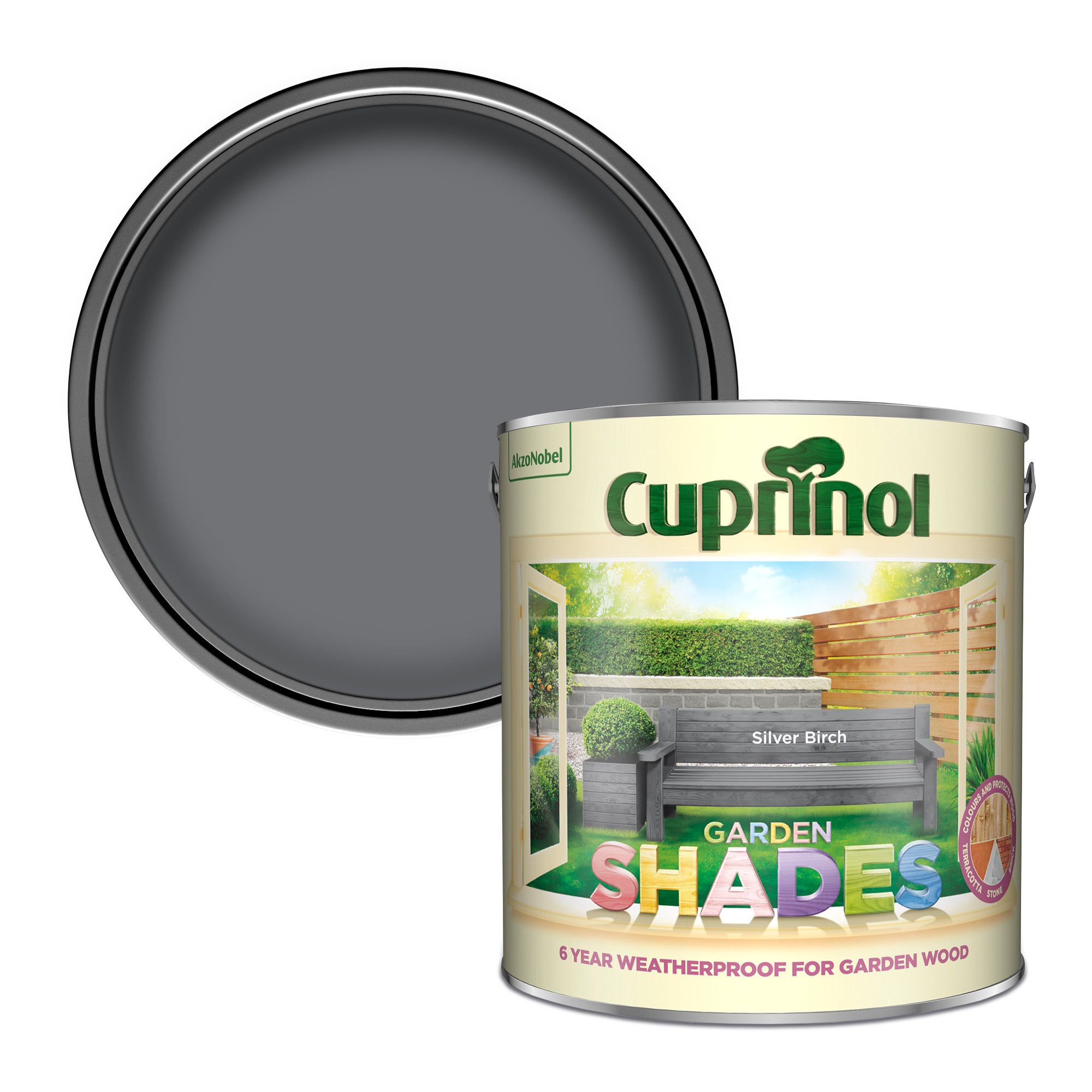 Cuprinol Garden shades Silver birch Matt Multi surface Exterior Wood paint 2.5L Tin