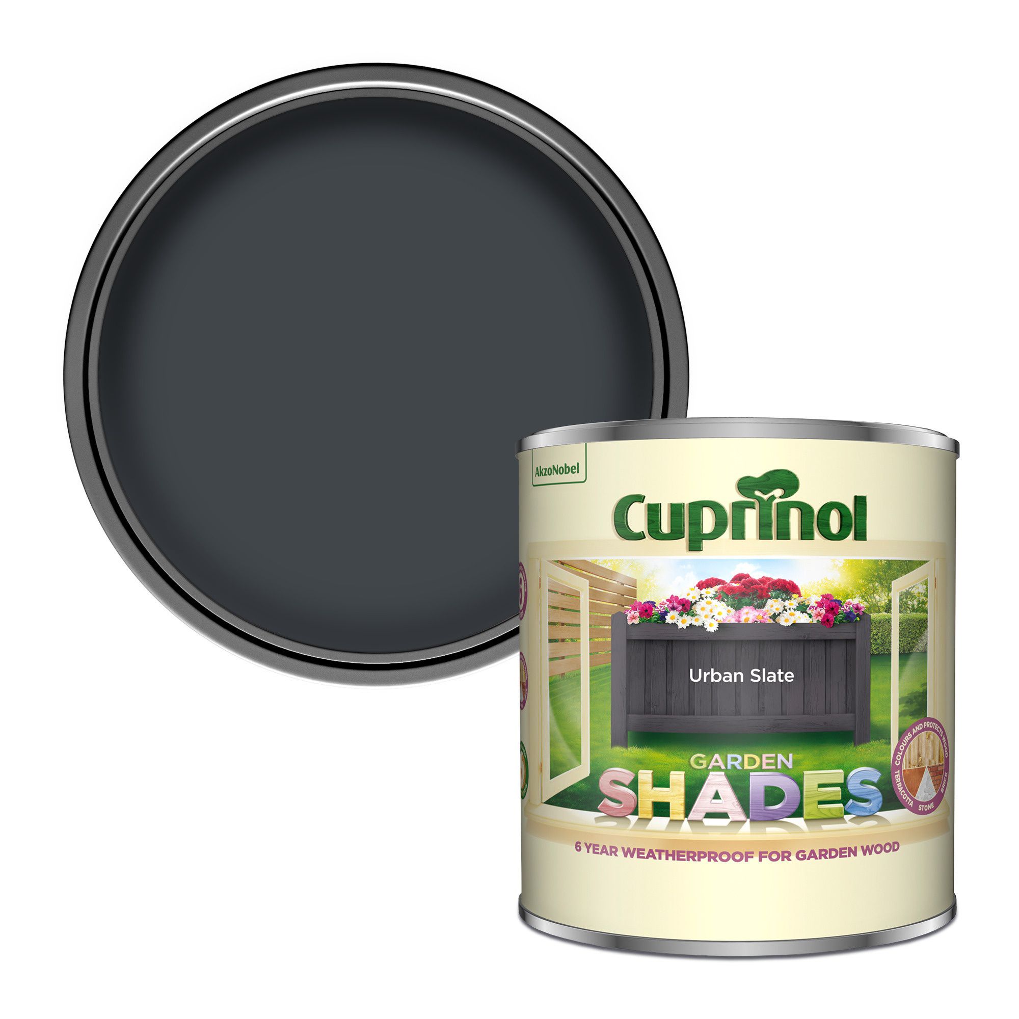 CUPRINOL GARDEN SHADES URBAN SLATE MATT MULTI-SURFACE EXTERIOR FENCING & SHEDS PROTECTOR WOOD PAINT, 1L TIN