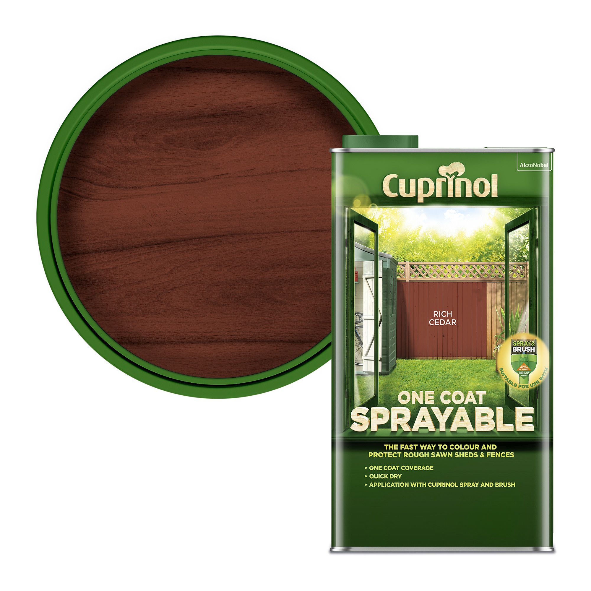 Cuprinol One coat sprayable Rich cedar Matt Fence & shed Treatment, 5L