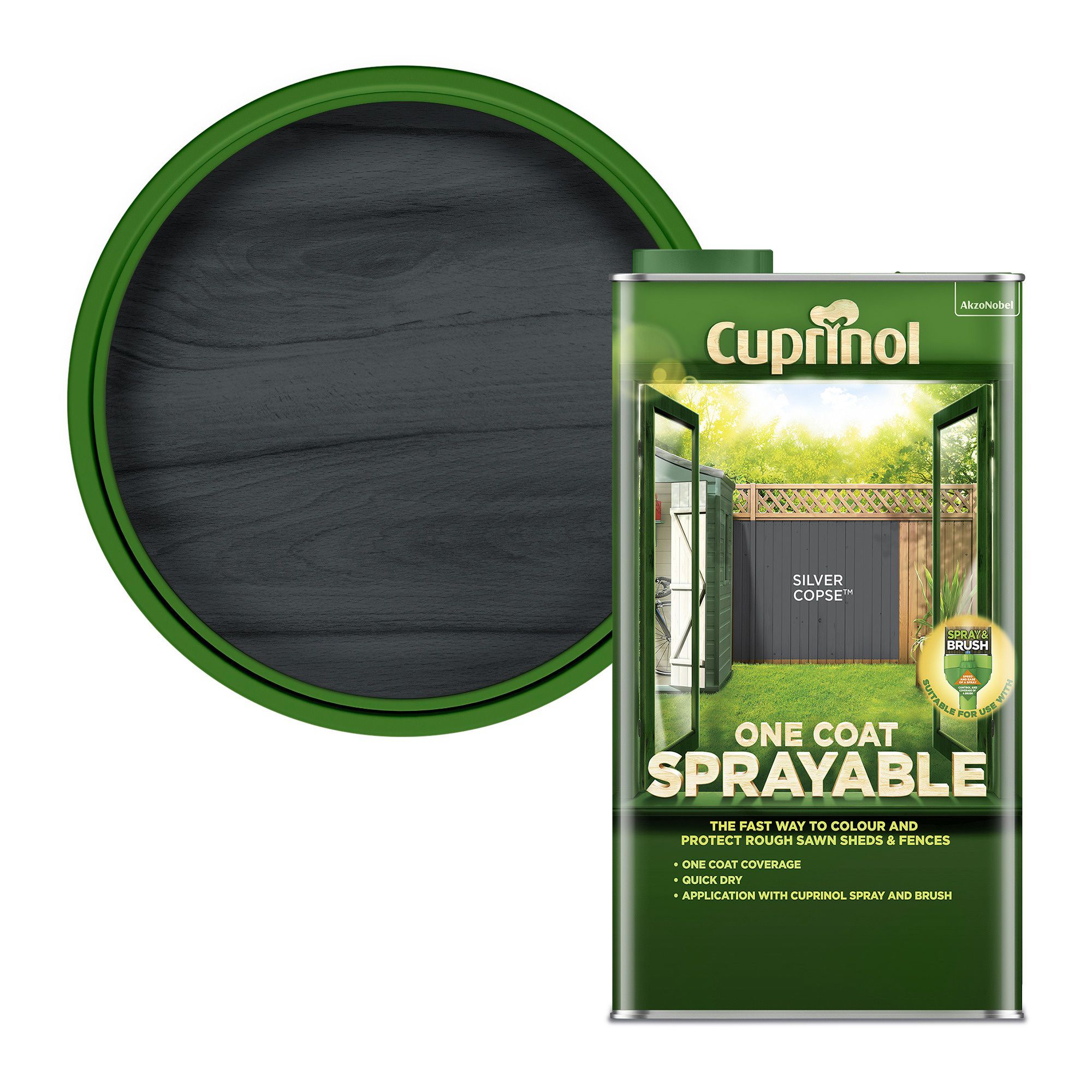 Cuprinol One Coat Sprayable Silver copse Matt Exterior Shed & fence ...
