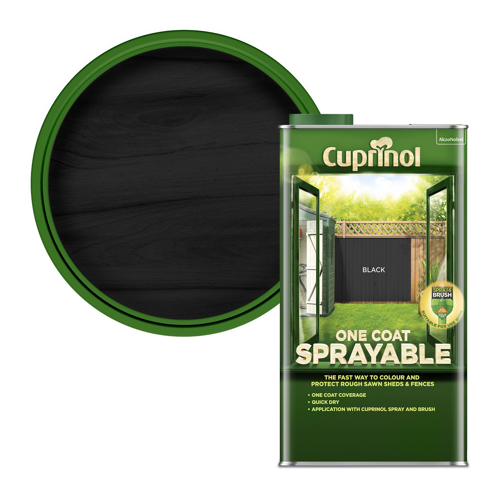 Cuprinol Sprayable Black Matt Exterior Wood paint, 5L Tin