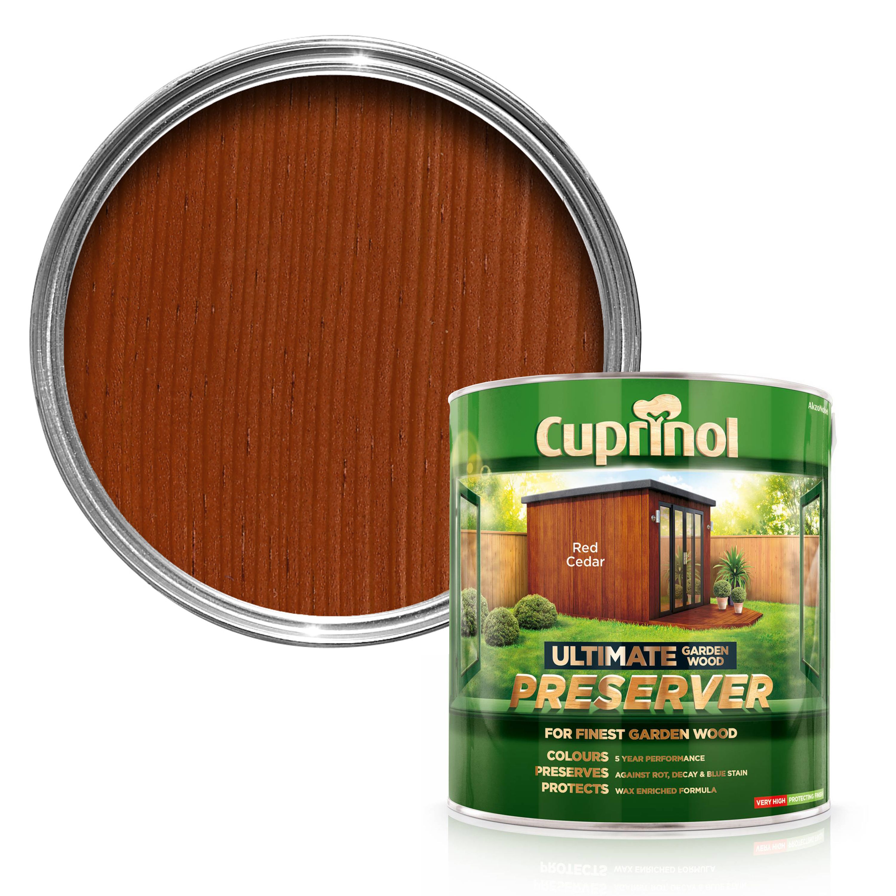 Cuprinol Ultimate Red cedar Matt Exterior Arbours, fencing, gates, sheds & summerhouses Preserver Wood paint, 4L Tin