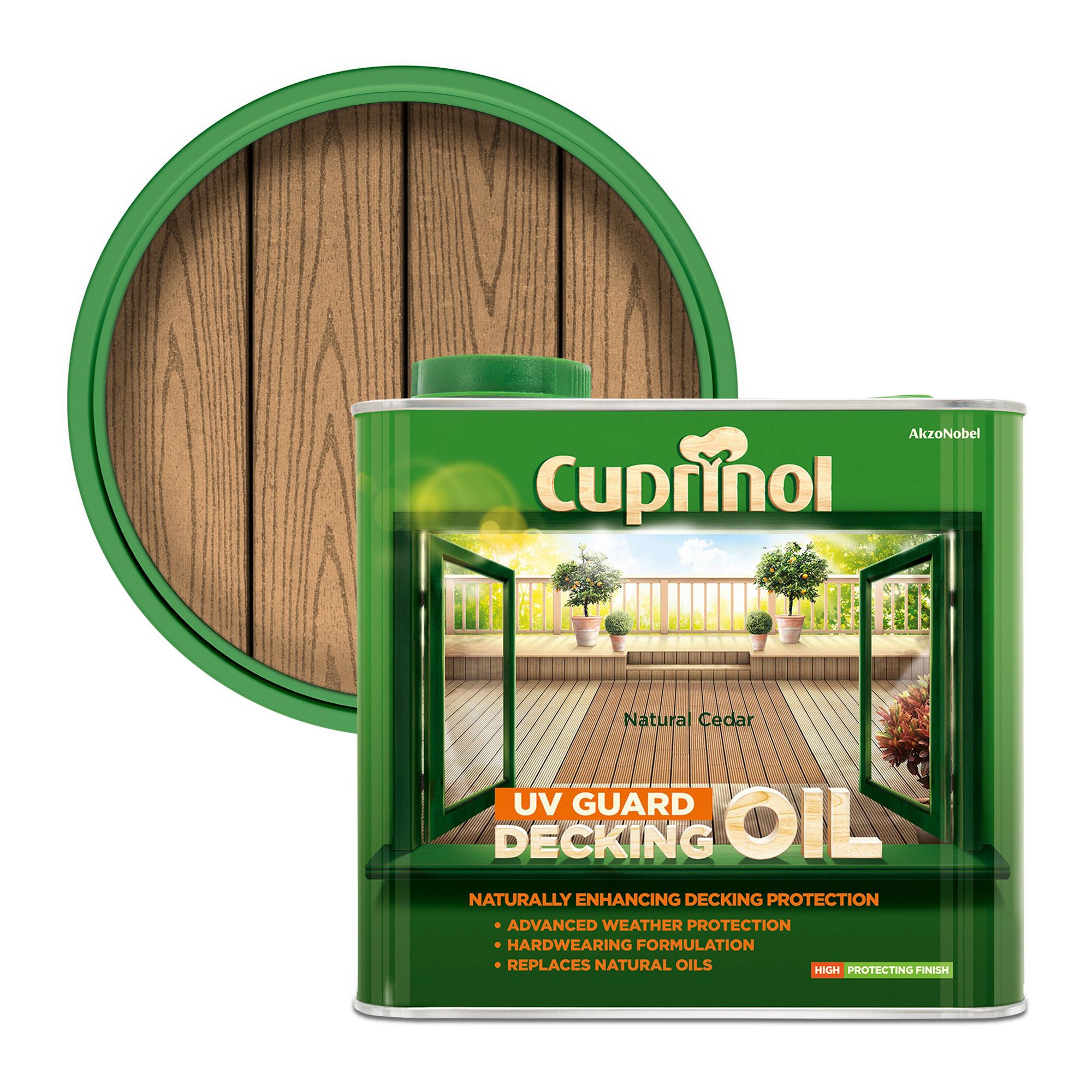 Cuprinol UV Guard Natural Cedar Matt UV resistant Decking Wood oil, 2.5L