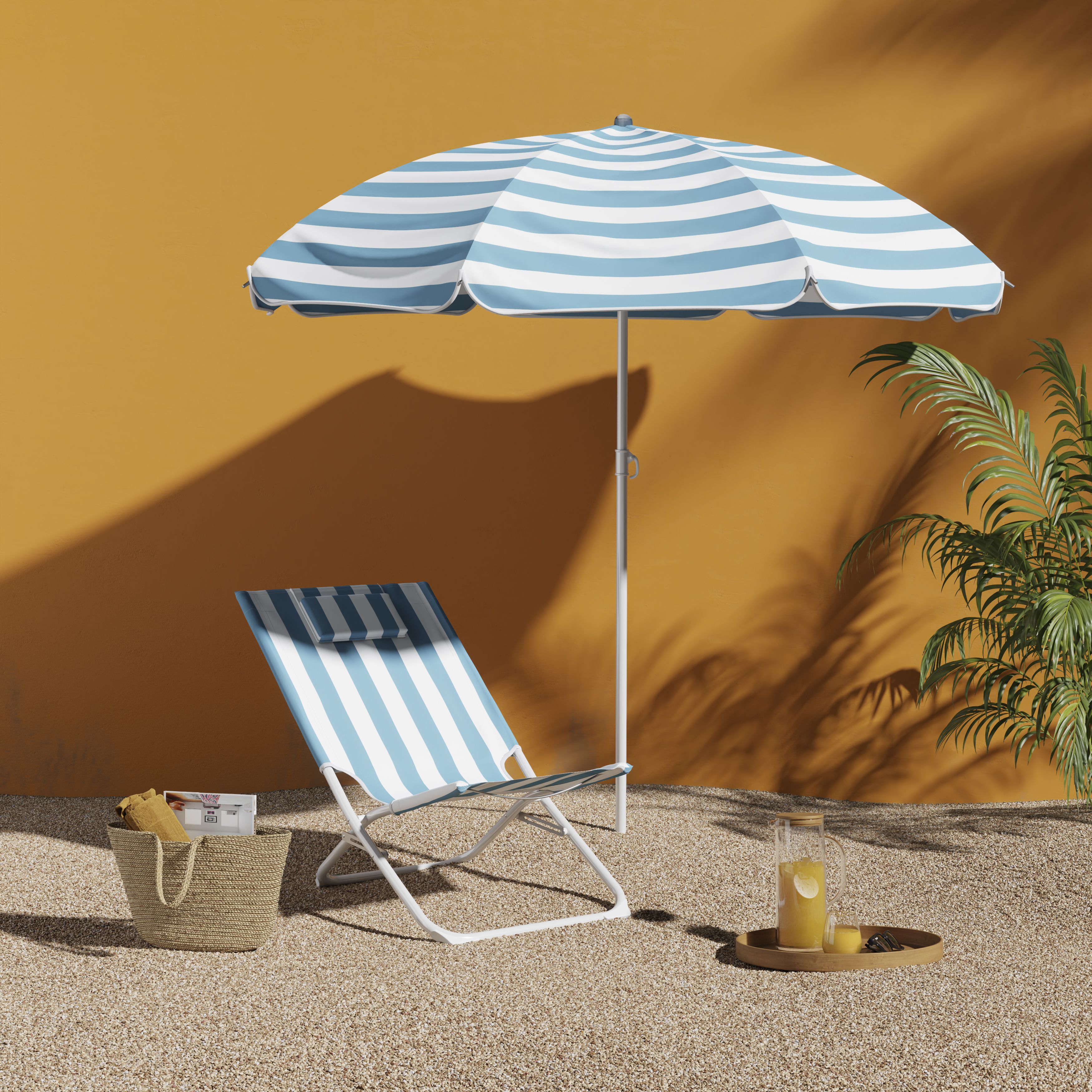 Blue and white striped best sale beach chair