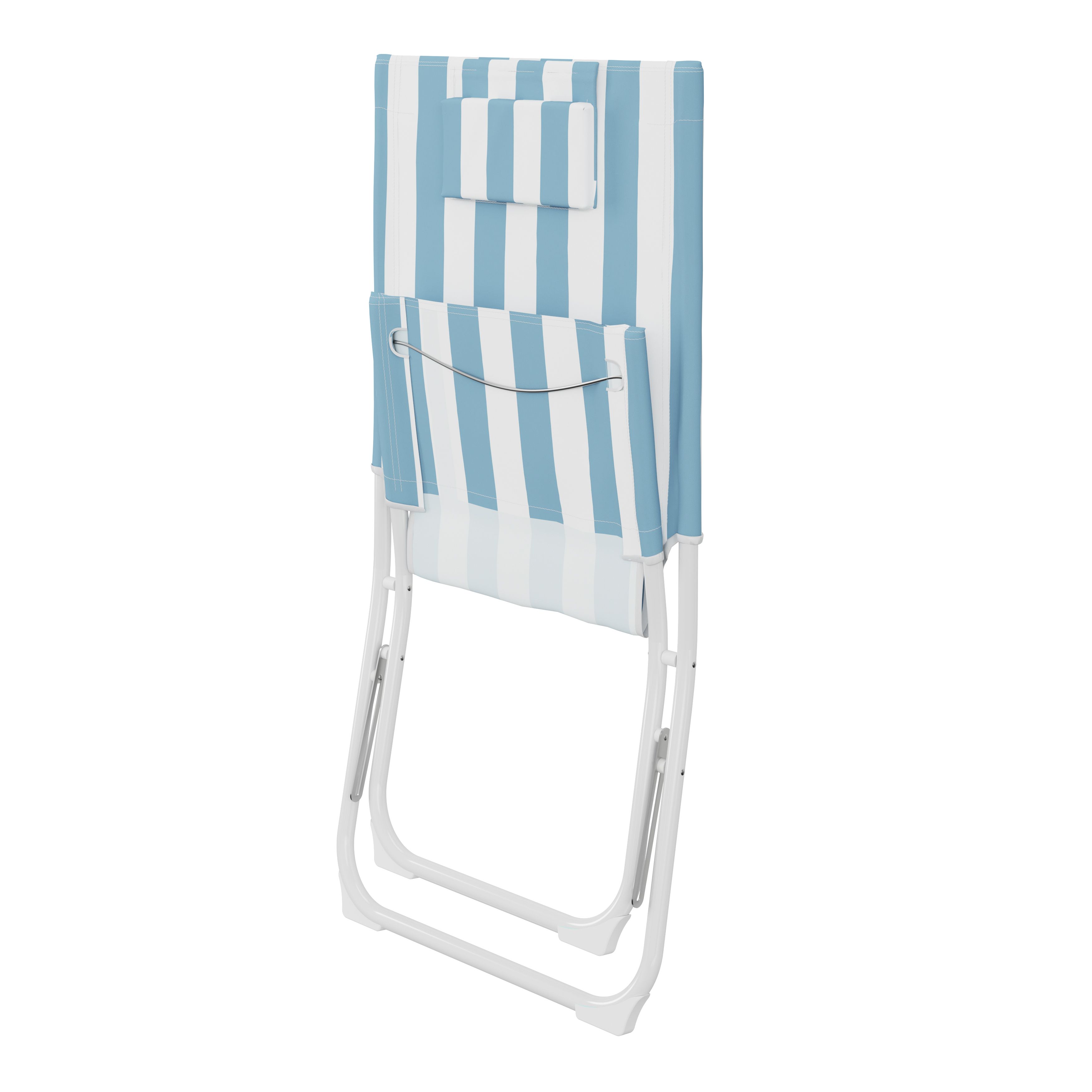 Curacao Still water blue Metal Foldable Cabana striped Beach chair
