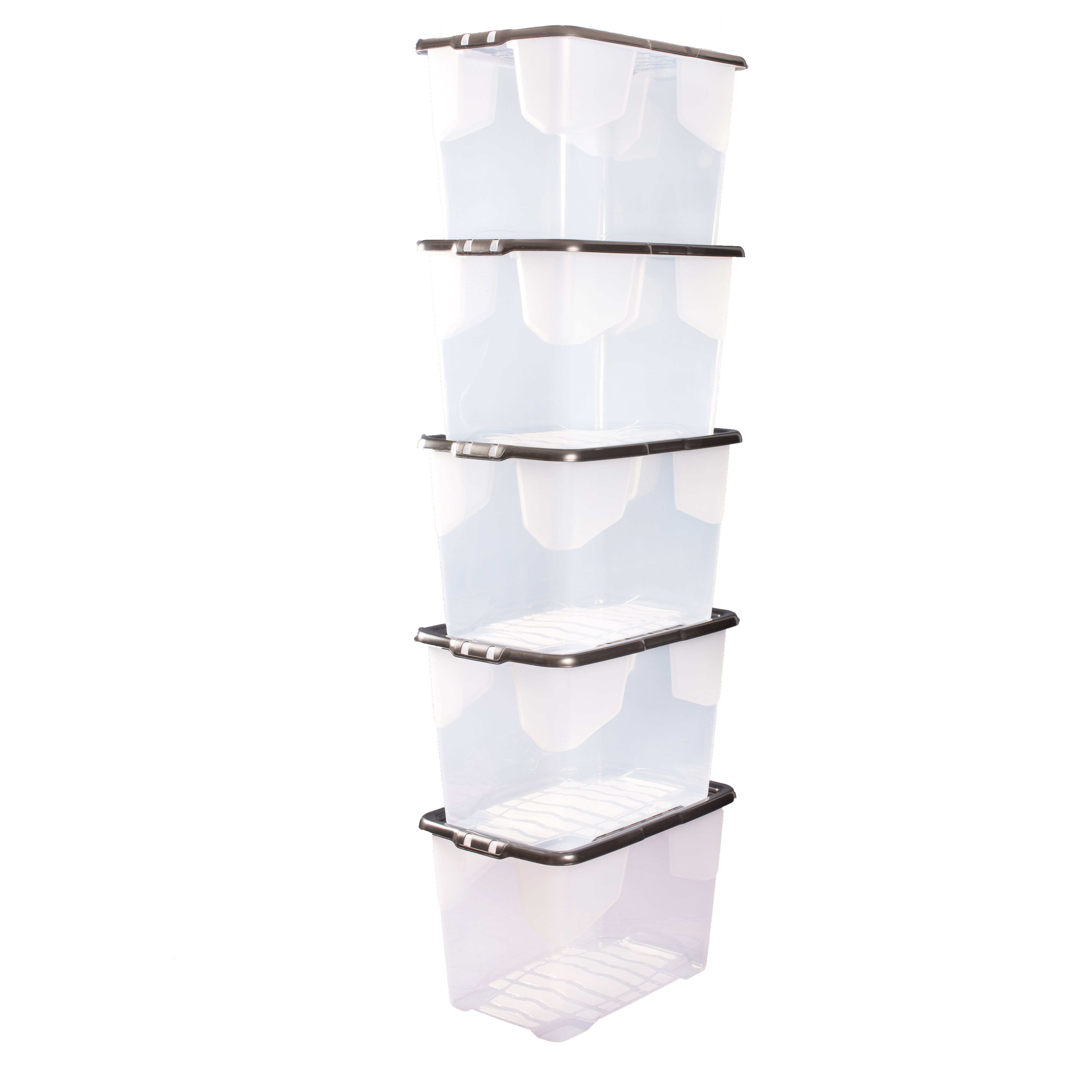Curve 65L XL Stackable Storage box with Lid, Pack of 5
