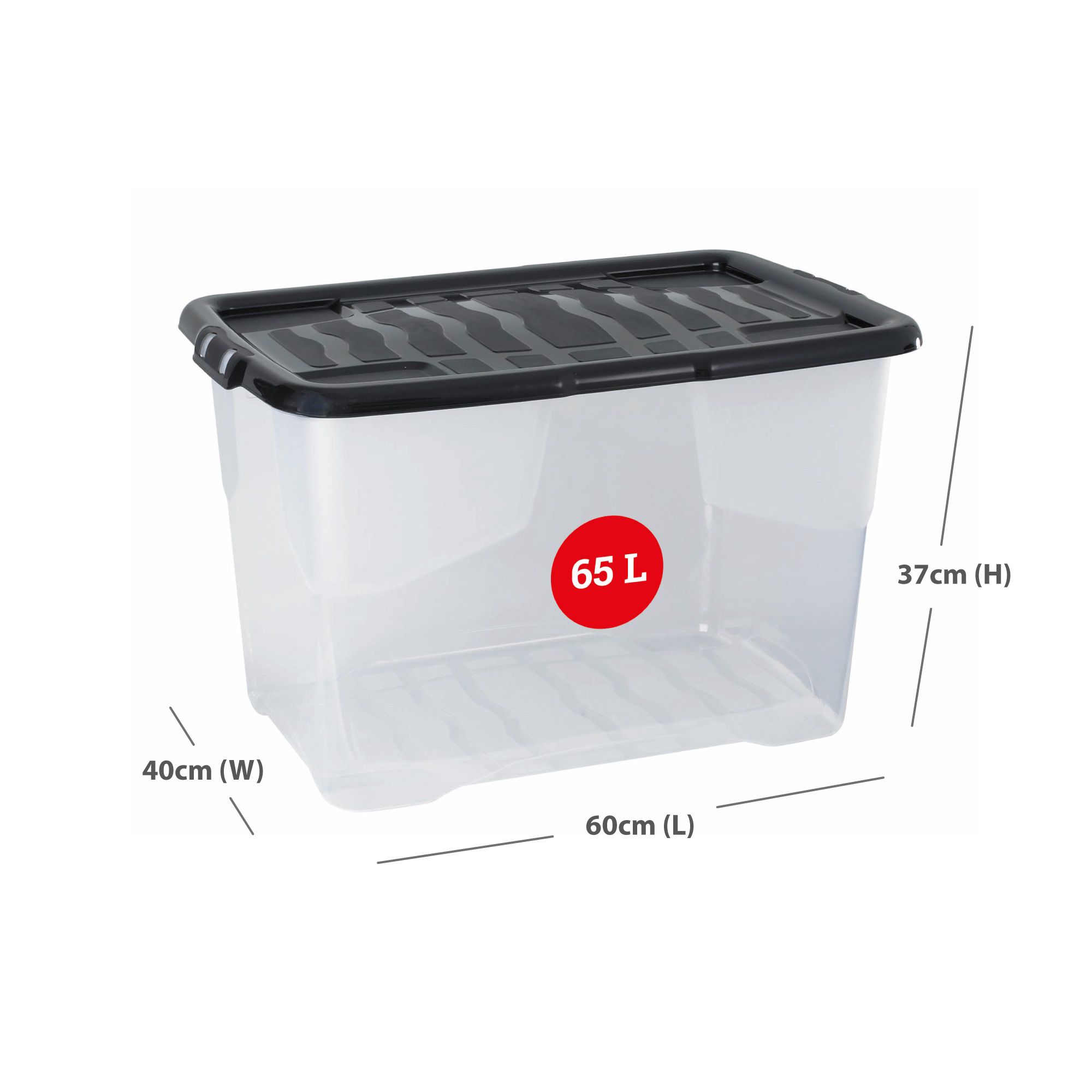 Curve 65L XL Stackable Storage box with Lid, Pack of 5