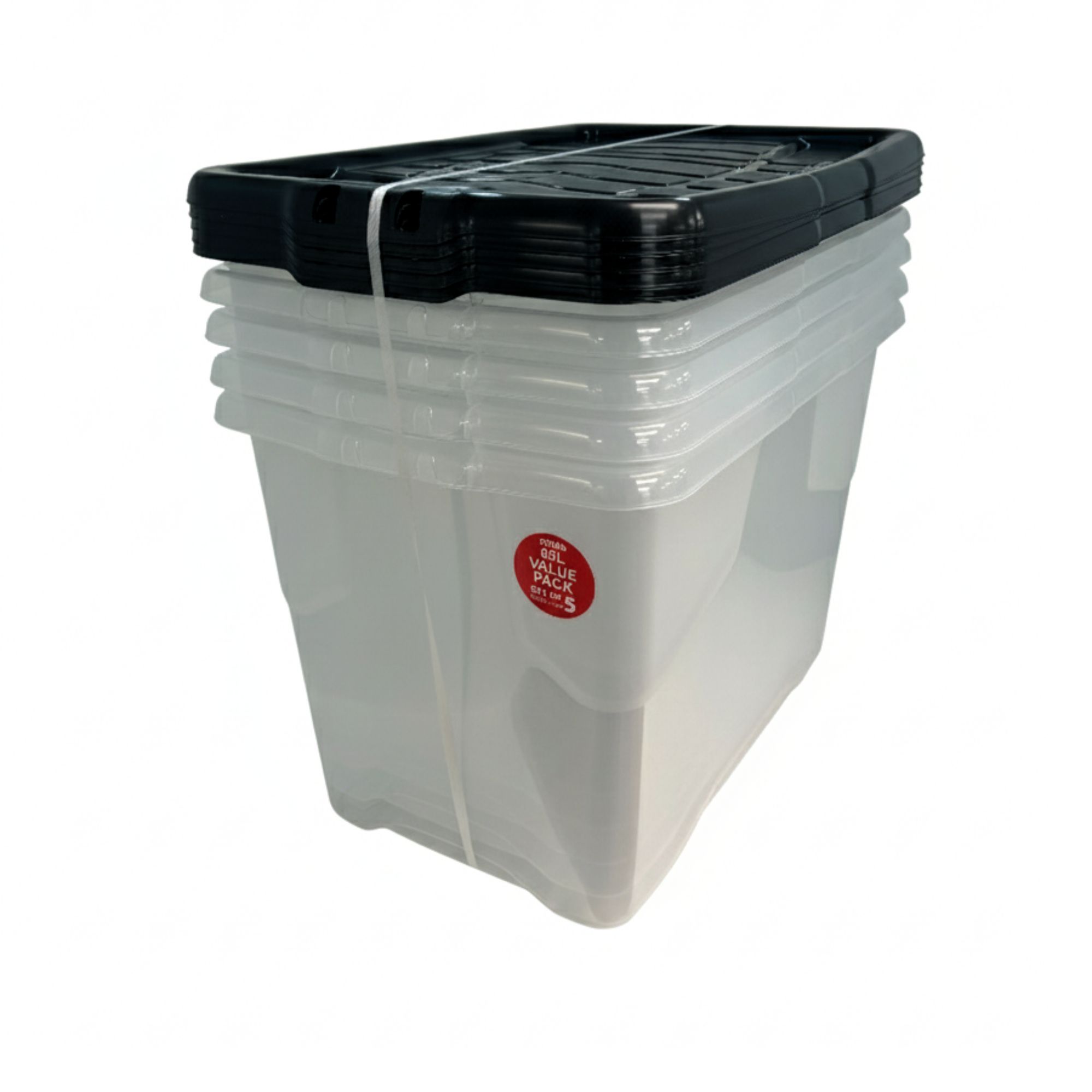 Curve 65L XL Stackable Storage box with Lid, Pack of 5