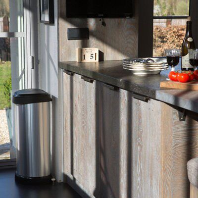 Curver Deco Standard Stainless steel effect Plastic Bin - 40L