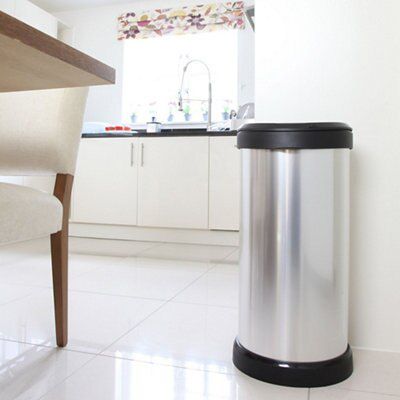 Curver Deco Standard Stainless steel effect Plastic Bin - 40L