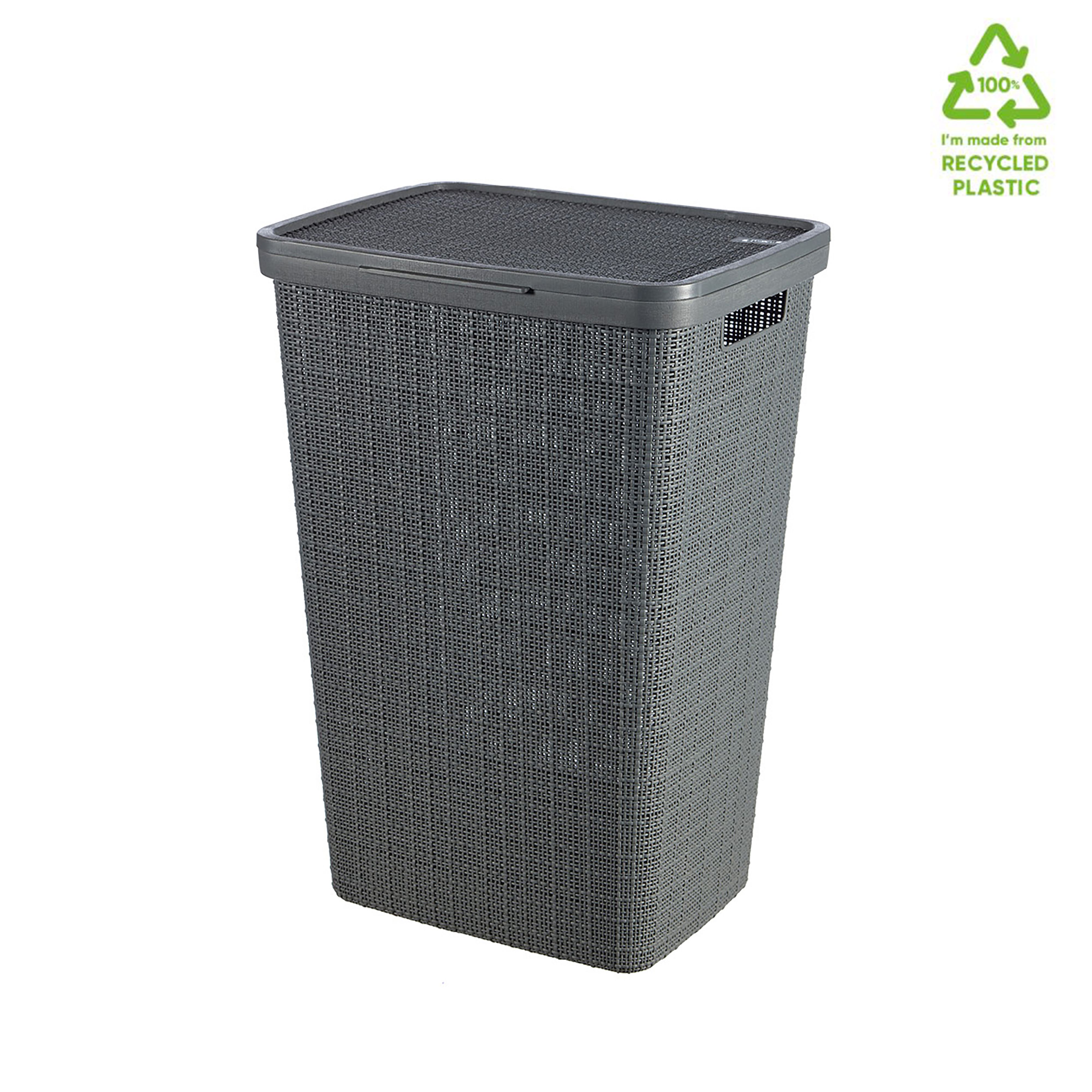 Curver Deep shadow Jute Plastic Laundry hamper, 58L