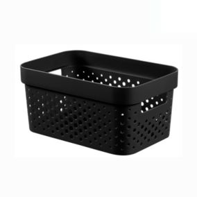 Curver Infinity Dots Black Plastic Stackable Storage basket (H)12cm (W)18cm (D)26cm
