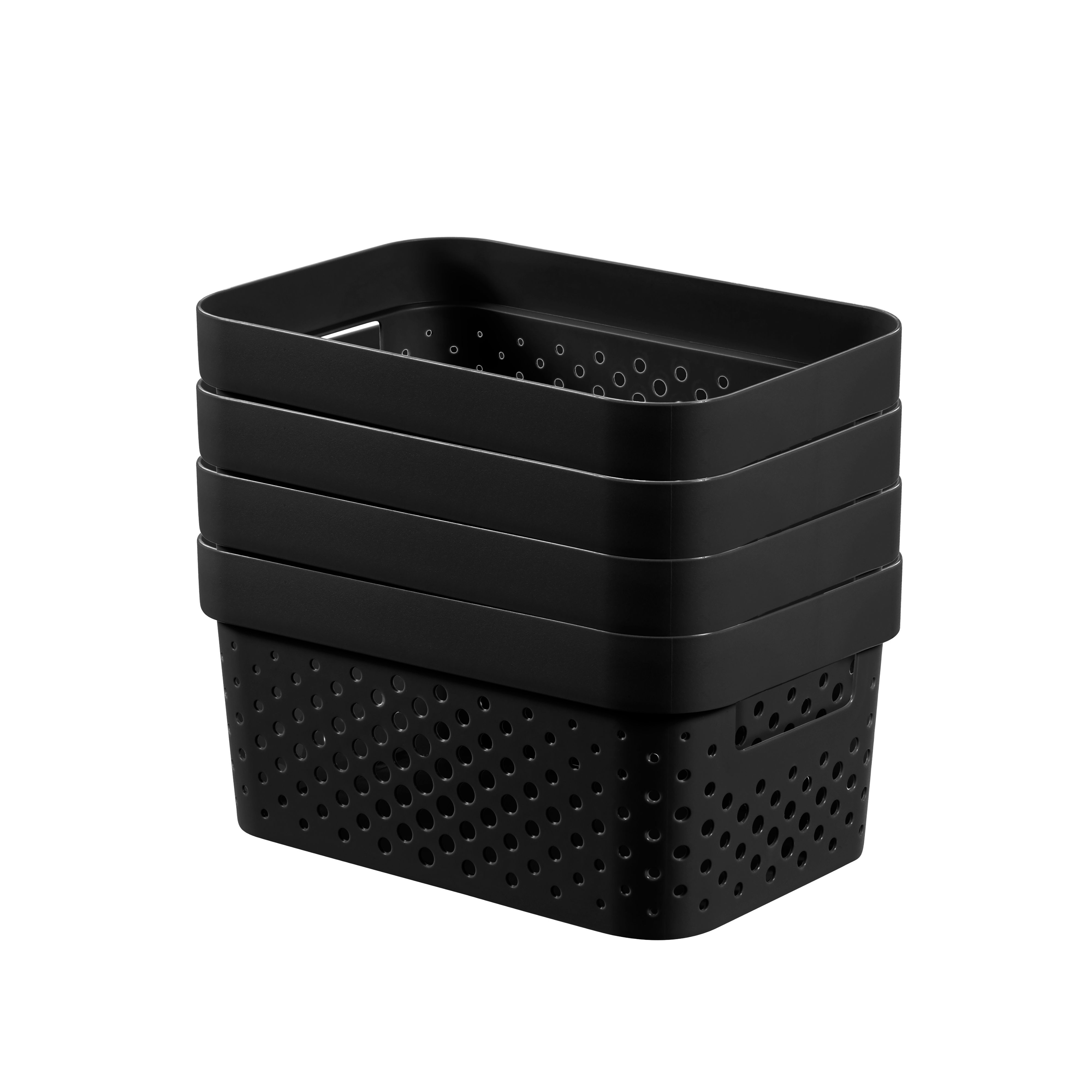 Curver Infinity Dots Black Plastic Stackable Storage basket (H)12cm (W)18cm (D)26cm