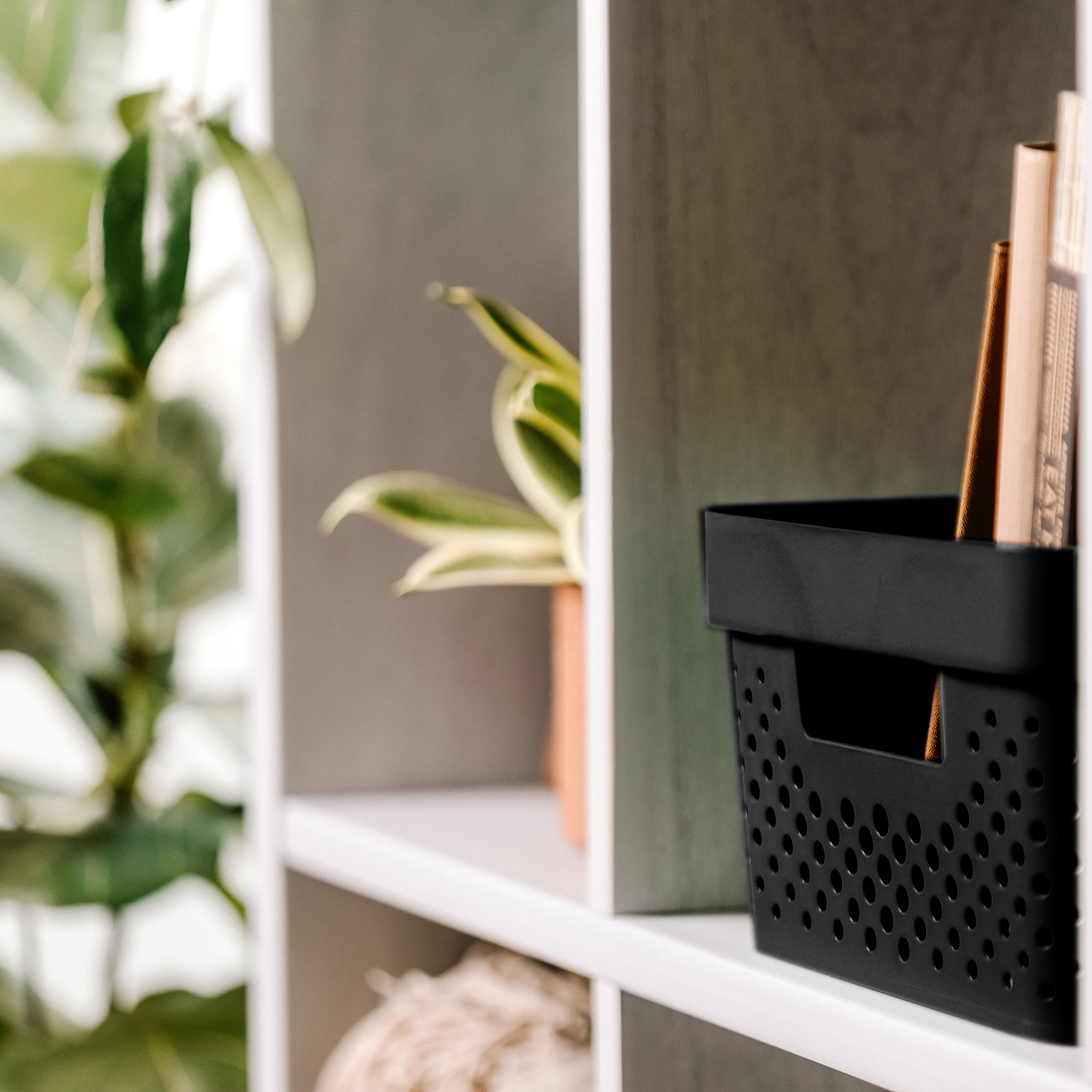 Curver Infinity Dots Black Plastic Stackable Storage basket (H)12cm (W)18cm (D)26cm