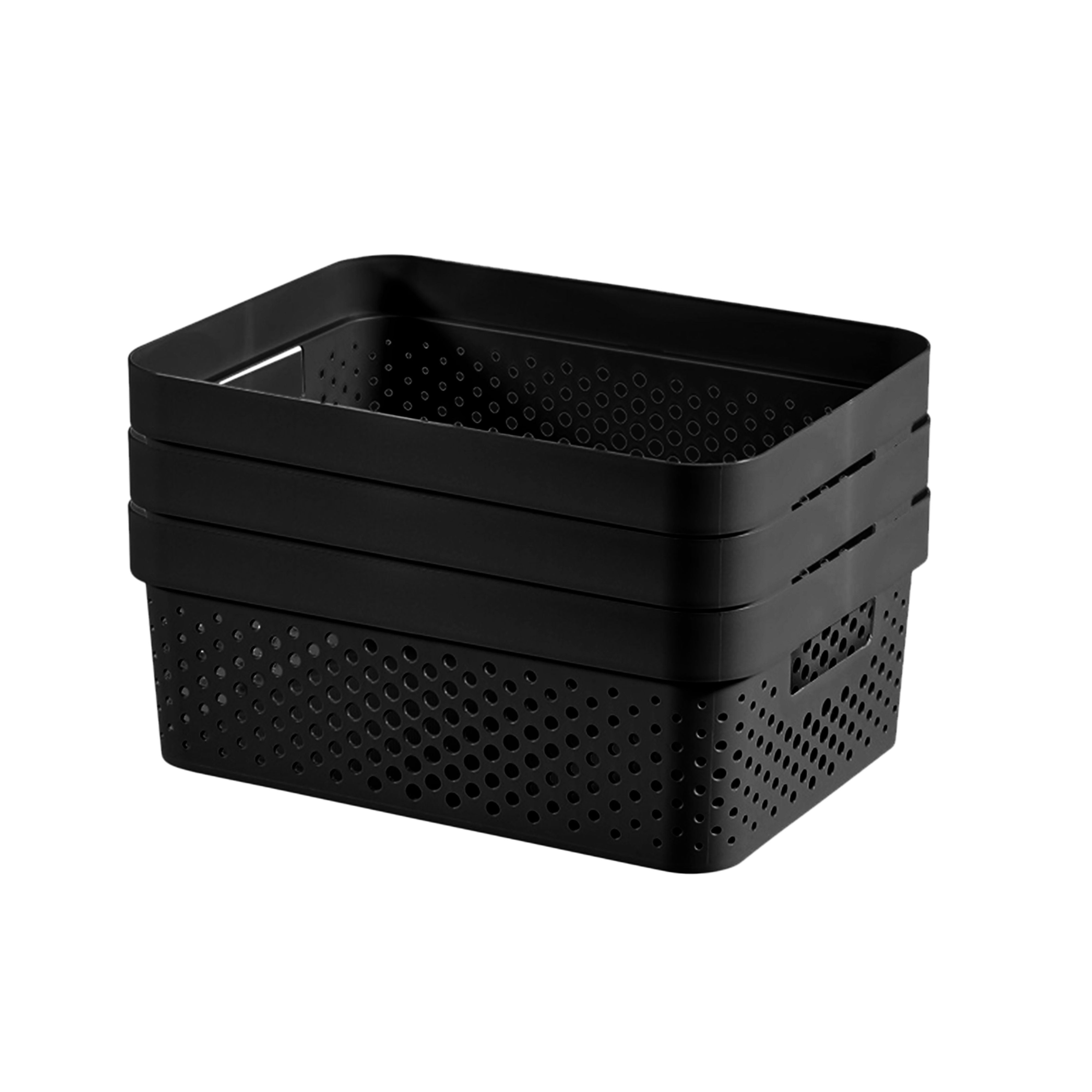 Curver Infinity Dots Black Plastic Stackable Storage basket (H)14cm (W)27cm (D)36cm