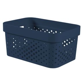 Curver Infinity Dots Blue Plastic Stackable Storage basket (H)12cm (W)26cm (D)18cm