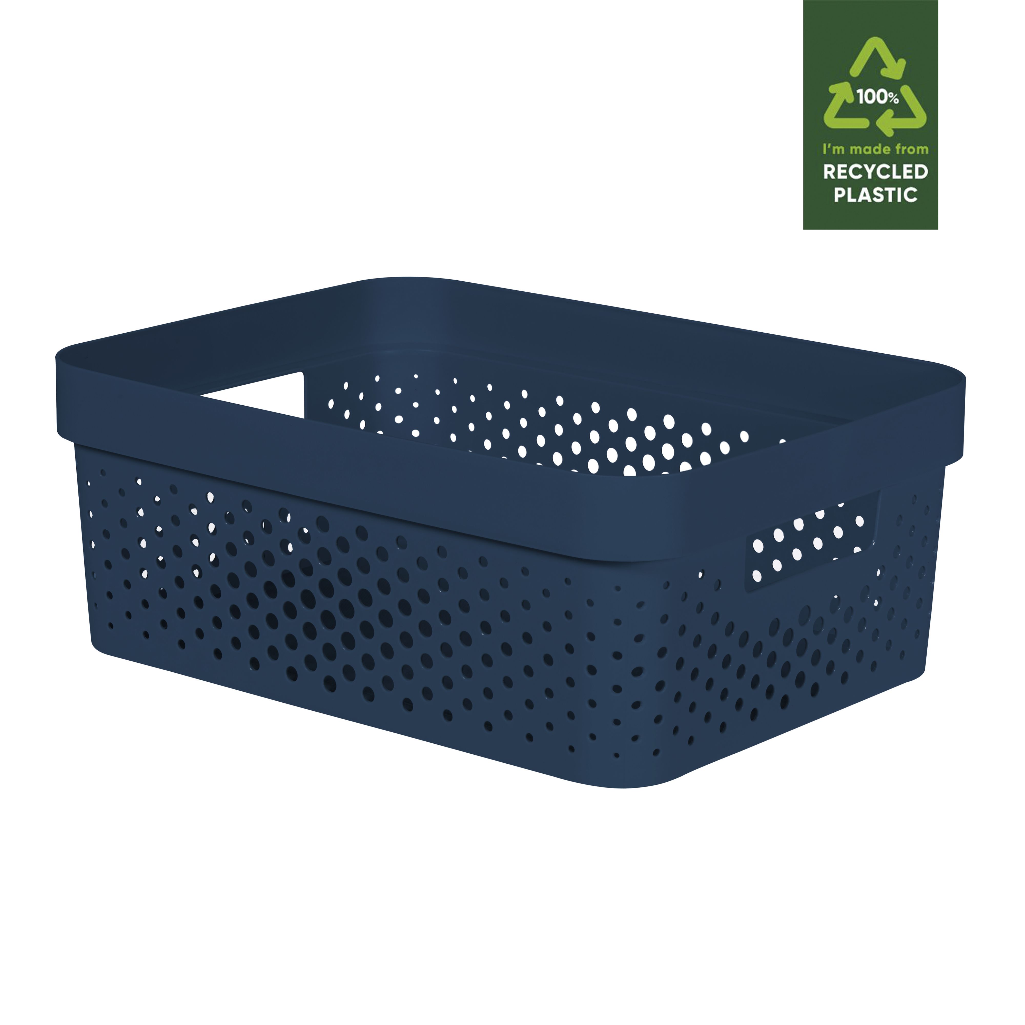 Curver Infinity Dots Blue Plastic Stackable Storage basket (H)14cm (W)27cm (D)36cm