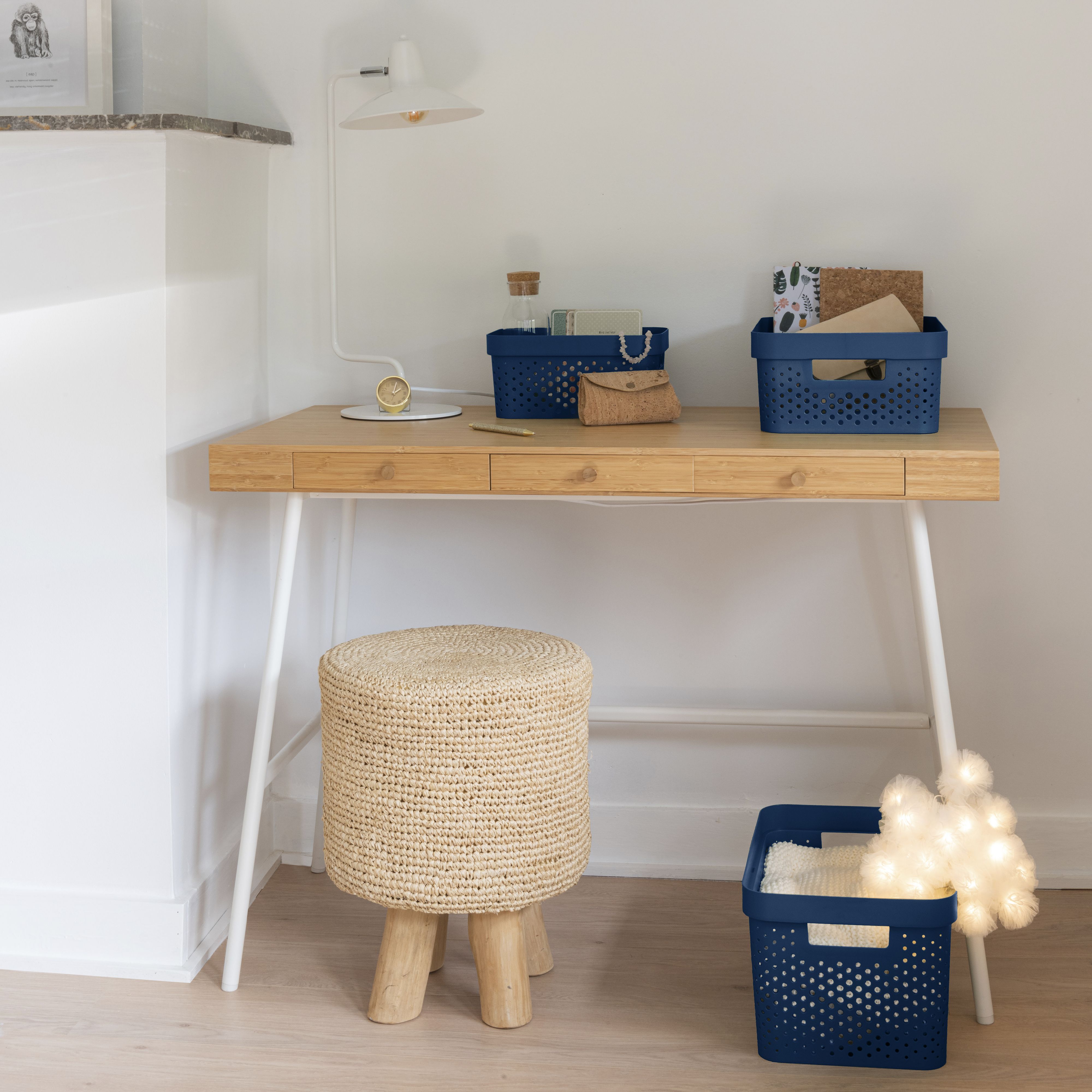 Curver Infinity Dots Blue Plastic Stackable Storage basket (H)14cm (W)27cm (D)36cm