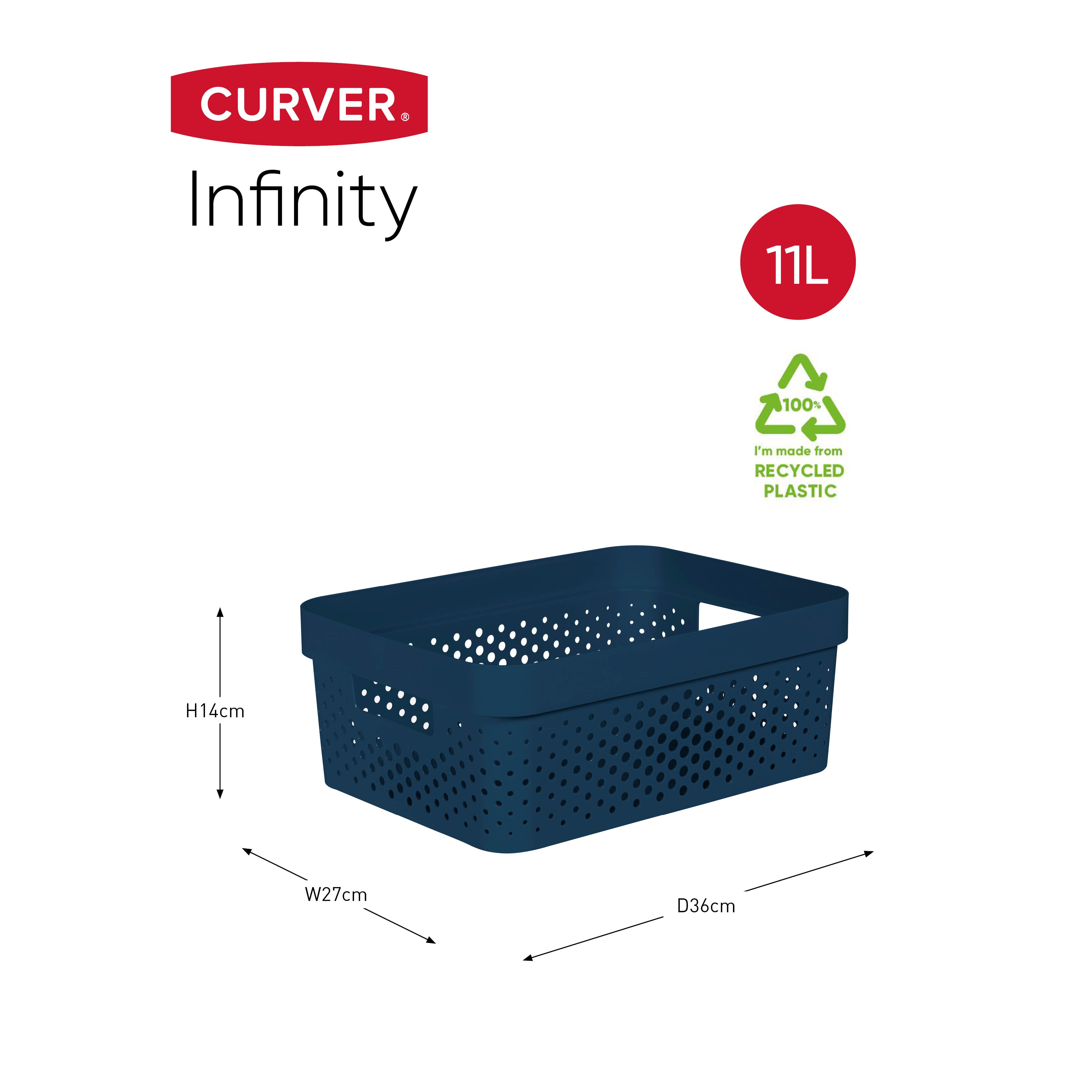Curver Infinity Dots Blue Plastic Stackable Storage basket (H)14cm (W)27cm (D)36cm