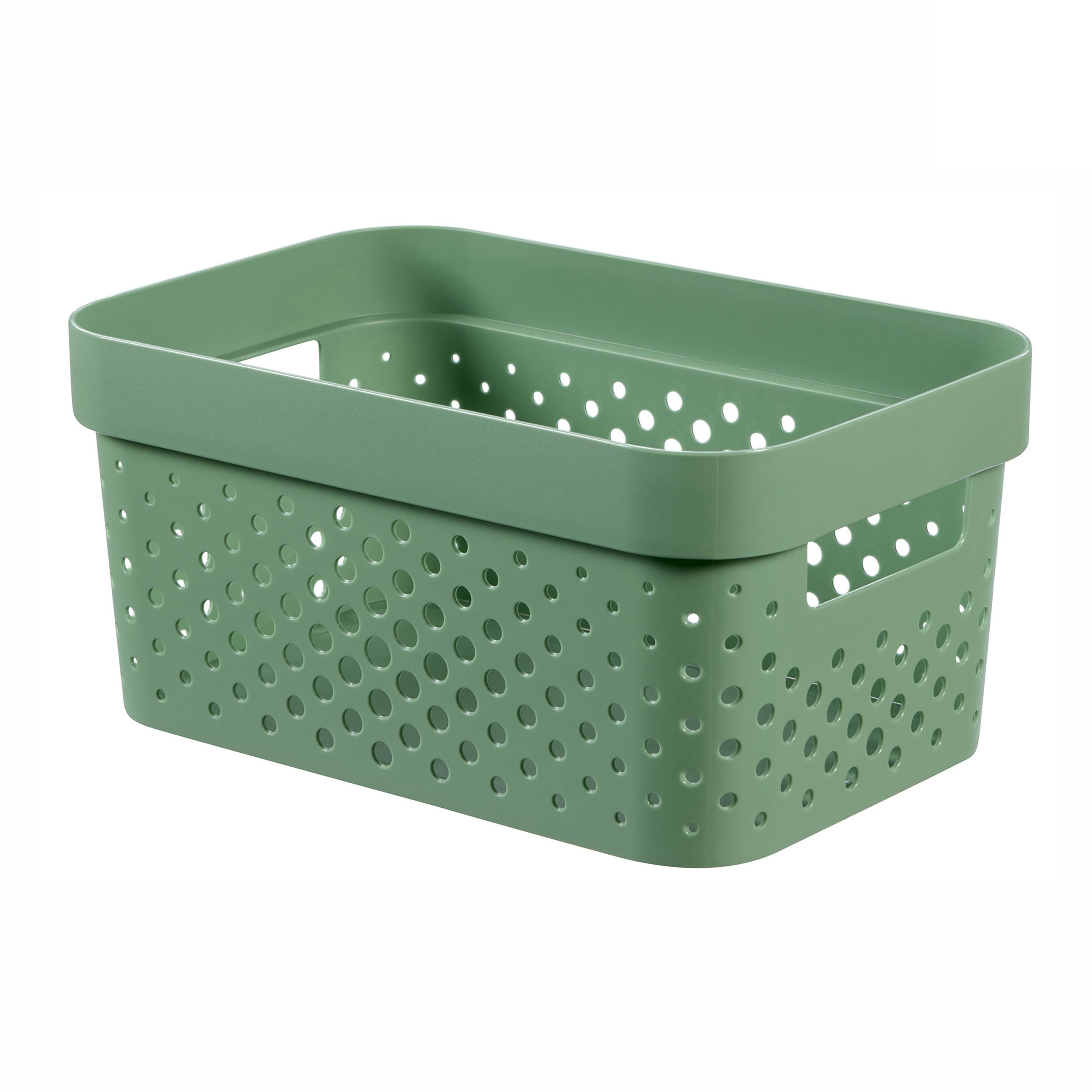 Curver Infinity Dots Green Plastic Stackable Storage basket (H)12cm (W)18cm (D)26cm