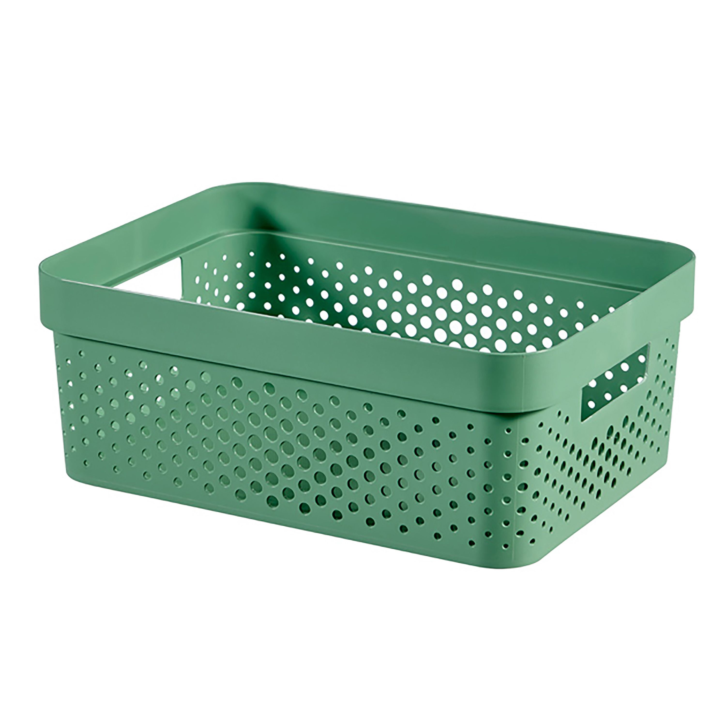 Curver Infinity Dots Green Plastic Stackable Storage basket (H)14cm (W)27cm (D)36cm