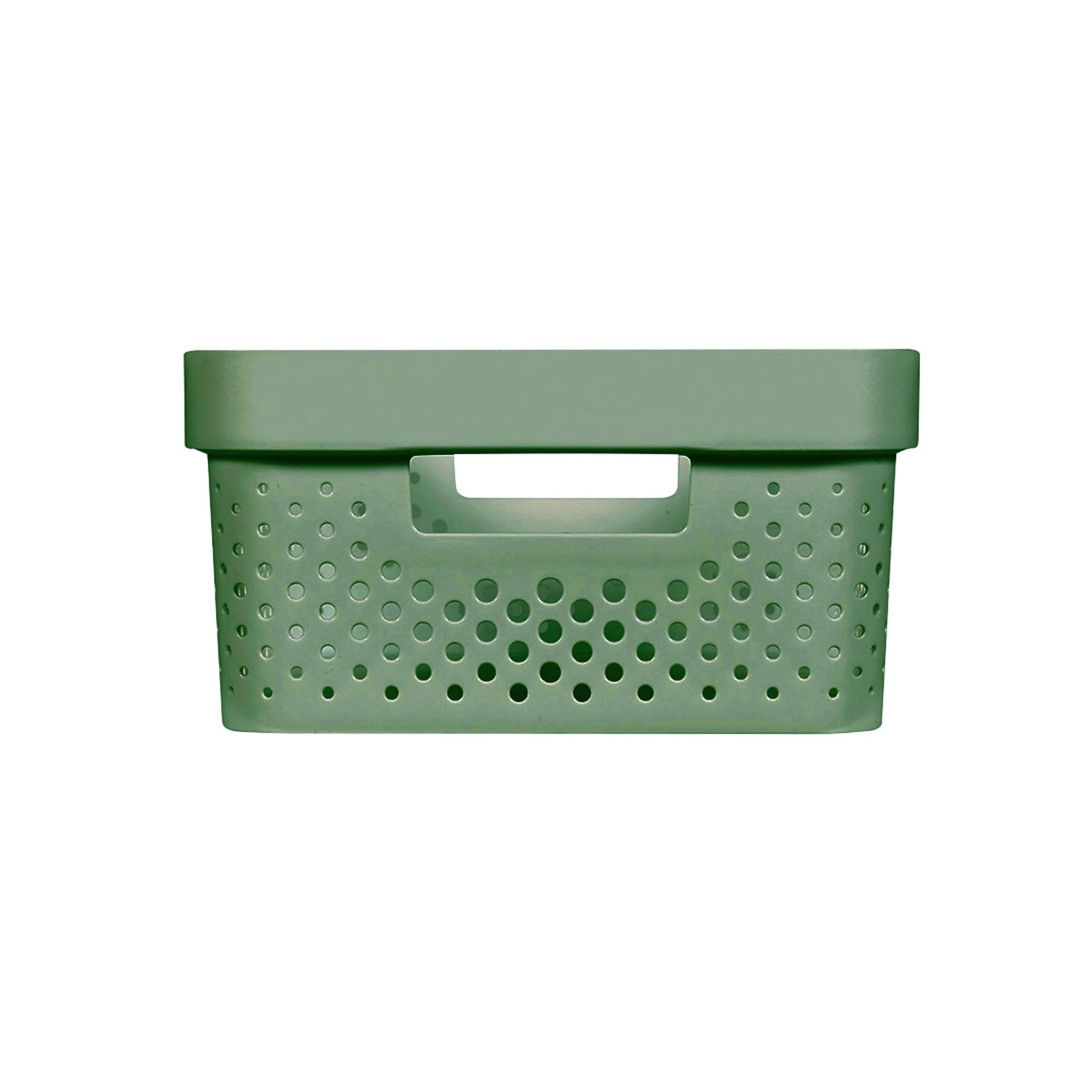 Curver Infinity Dots Green Plastic Stackable Storage basket (H)14cm (W)27cm (D)36cm