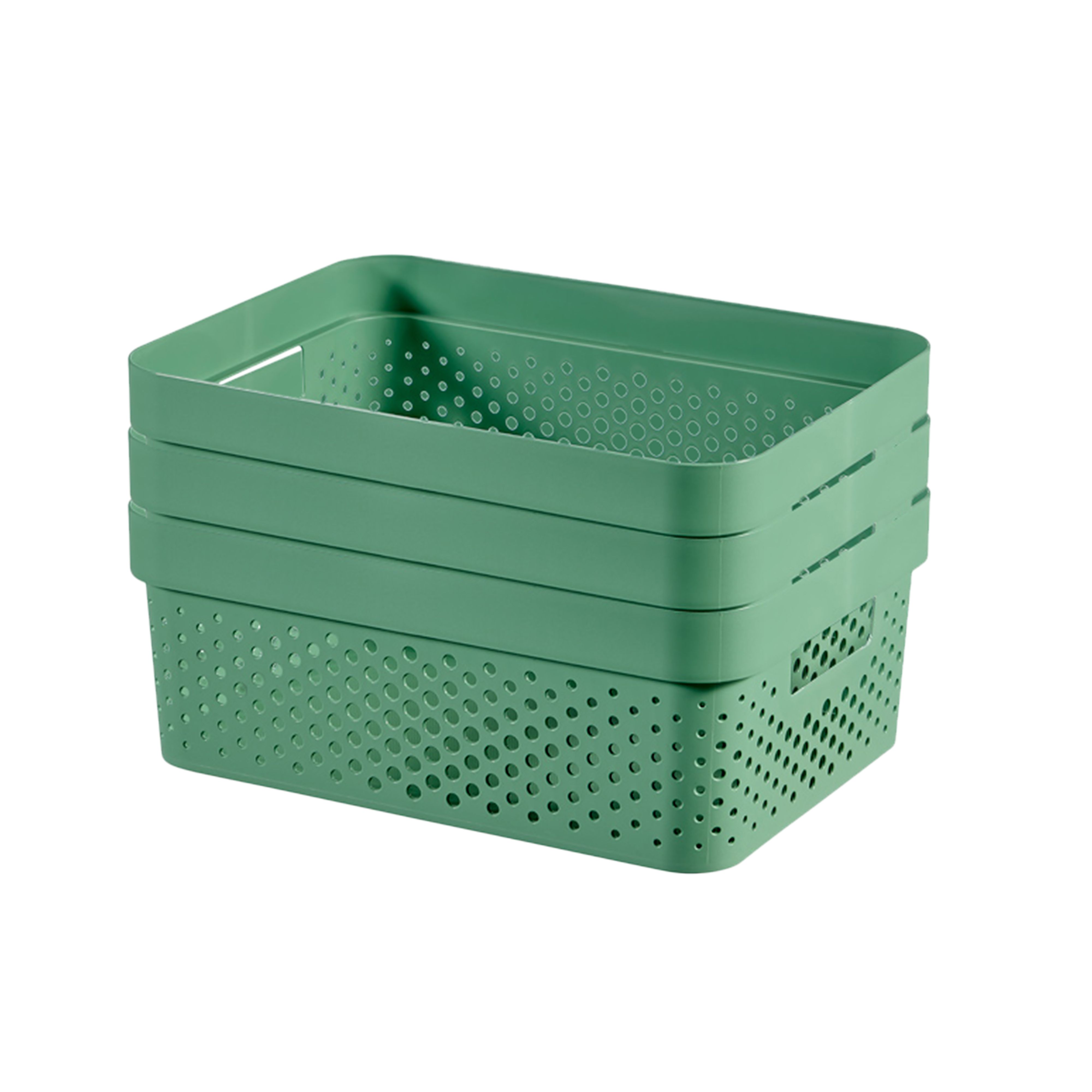 Curver Infinity Dots Green Plastic Stackable Storage basket (H)14cm (W)27cm (D)36cm