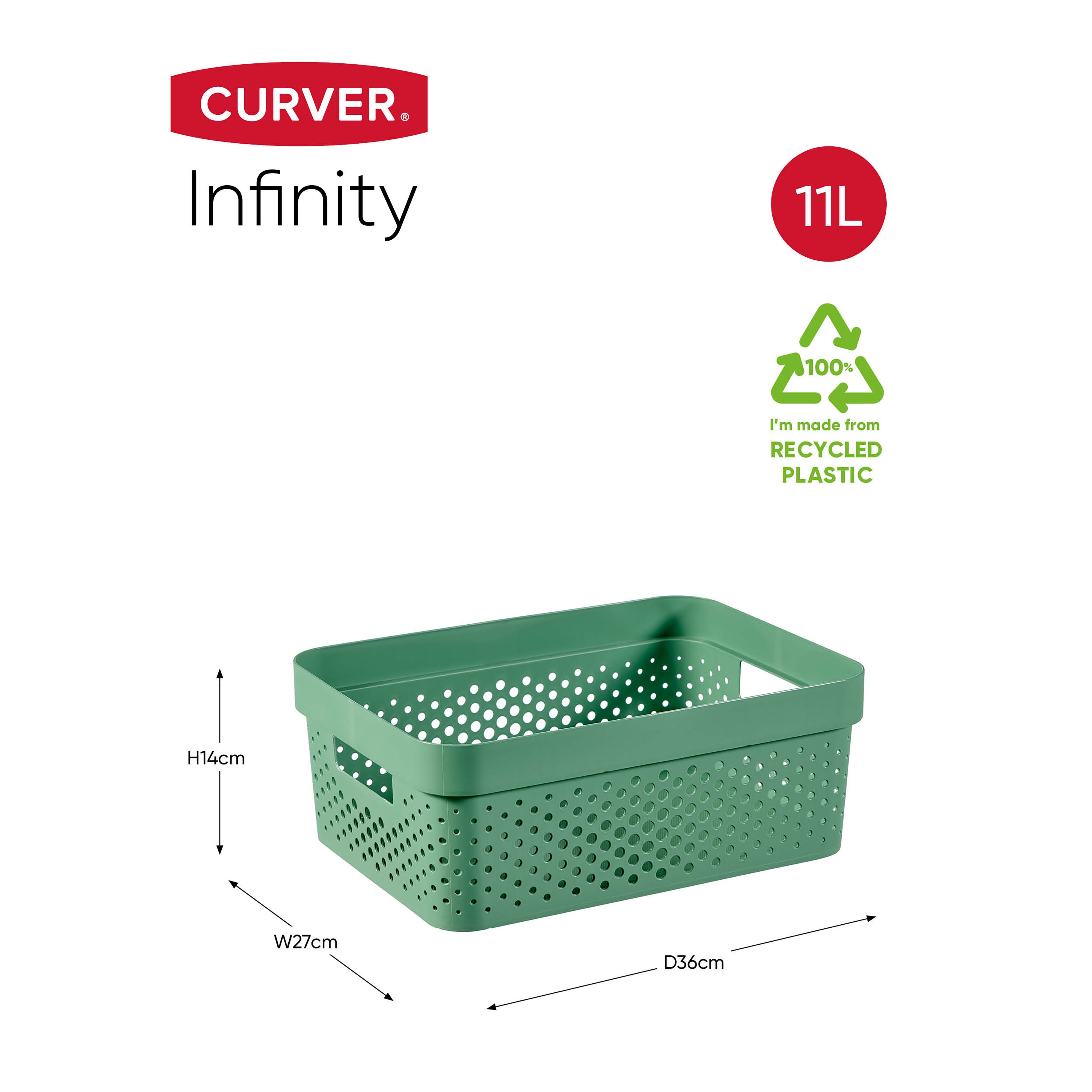 Curver Infinity Dots Green Plastic Stackable Storage basket (H)14cm (W)27cm (D)36cm