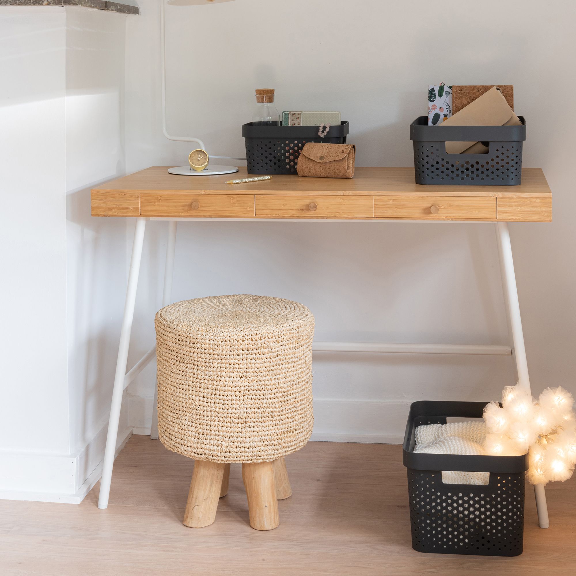 Curver Infinity Dots Matt grey Plastic Medium Stackable Storage basket (H)1.4cm (W)2.7cm (D)3.6cm