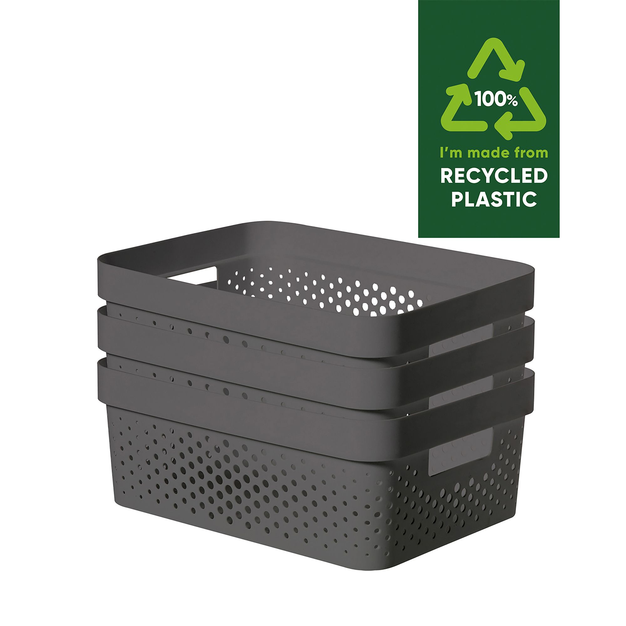 Curver Infinity Dots Matt grey Plastic Small Stackable Storage basket (H)1.2cm (W)2.6cm (D)2.6cm