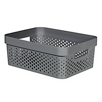 Curver Infinity Dots Matt grey Plastic Stackable Storage basket (H)1.4cm (W)2.7cm (D)3.6cm