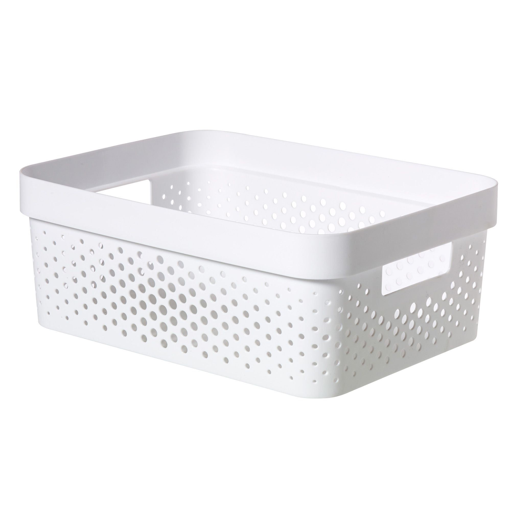 Curver Infinity Dots Matt white Plastic Medium Stackable Storage basket (H)1.4cm (W)2.7cm (D)3.6cm