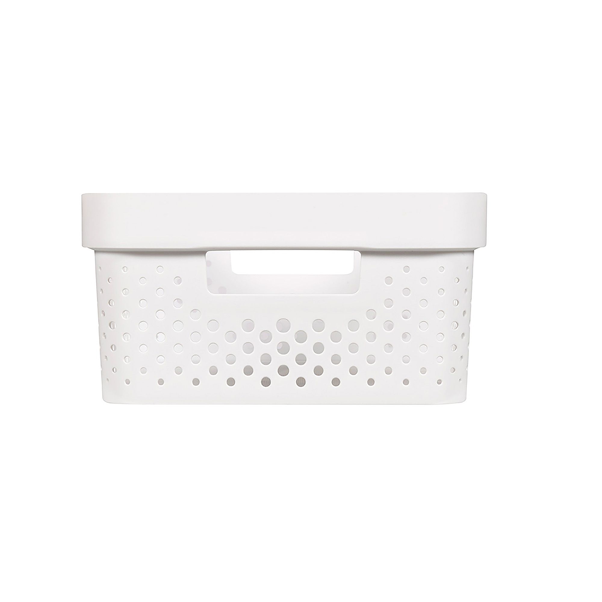 Curver Infinity Dots Matt white Plastic Medium Stackable Storage basket (H)1.4cm (W)2.7cm (D)3.6cm