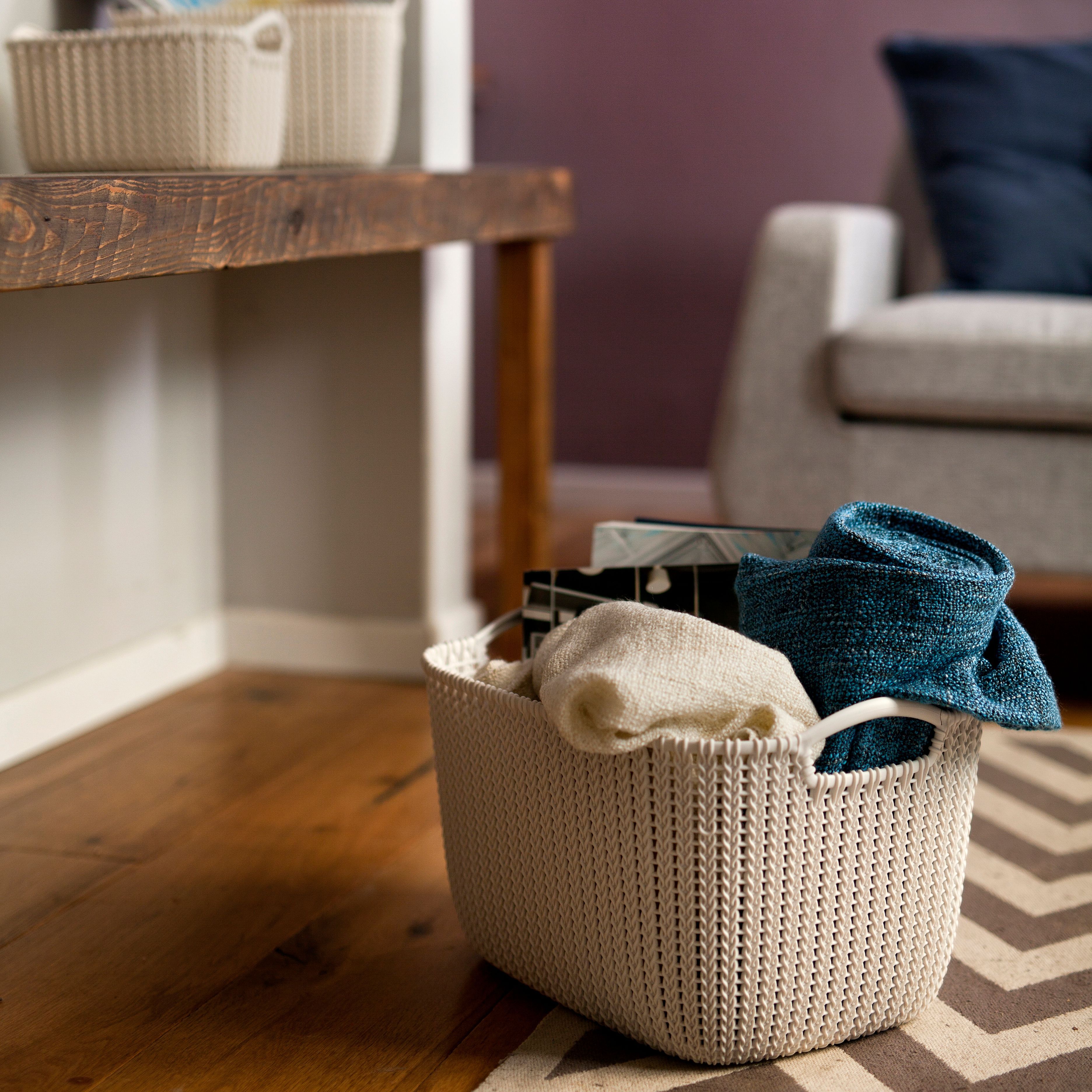 Curver Knit collection Misty blue Plastic Storage basket (H)23cm (W)40cm