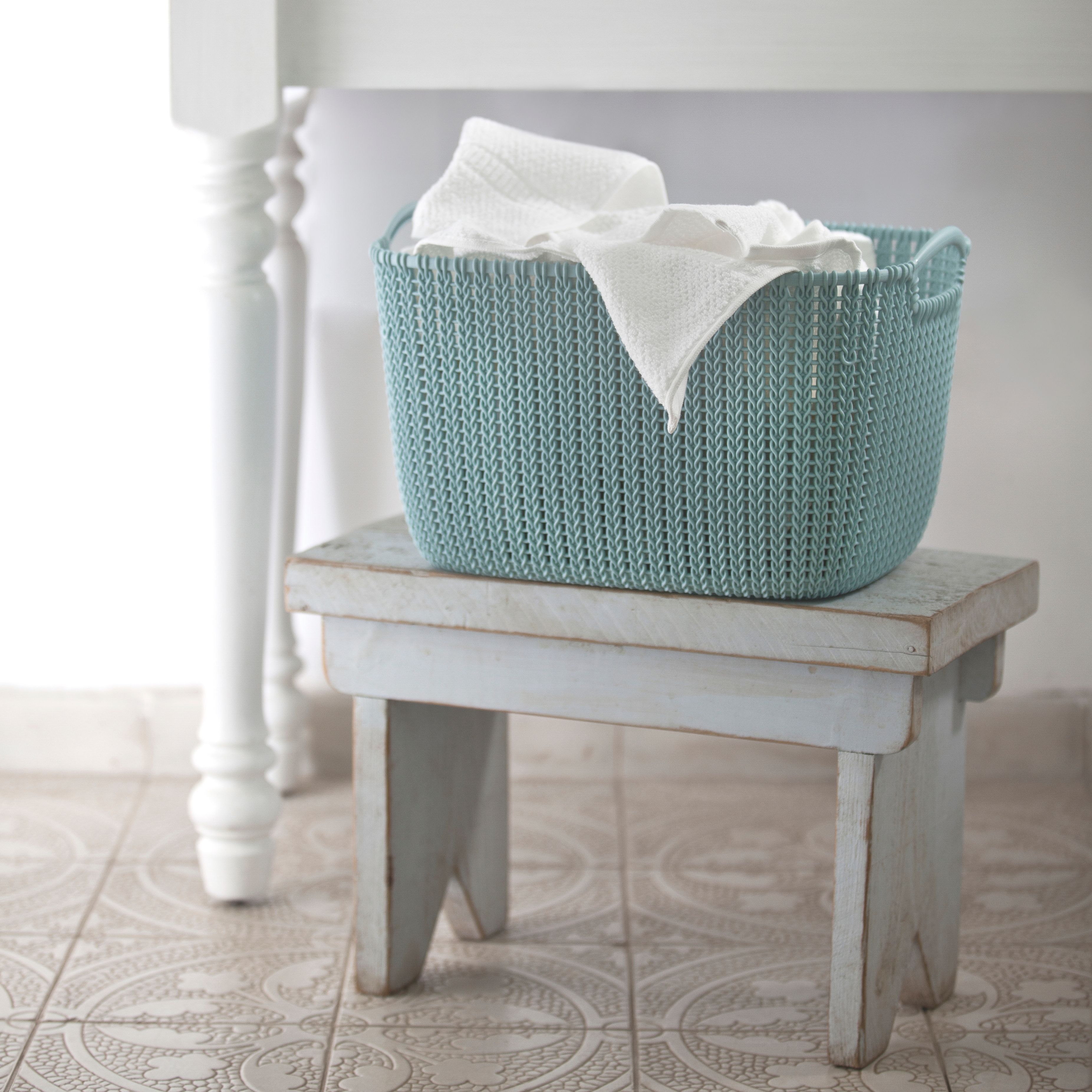 Curver Knit collection Misty blue Plastic Storage basket (H)23cm (W)40cm