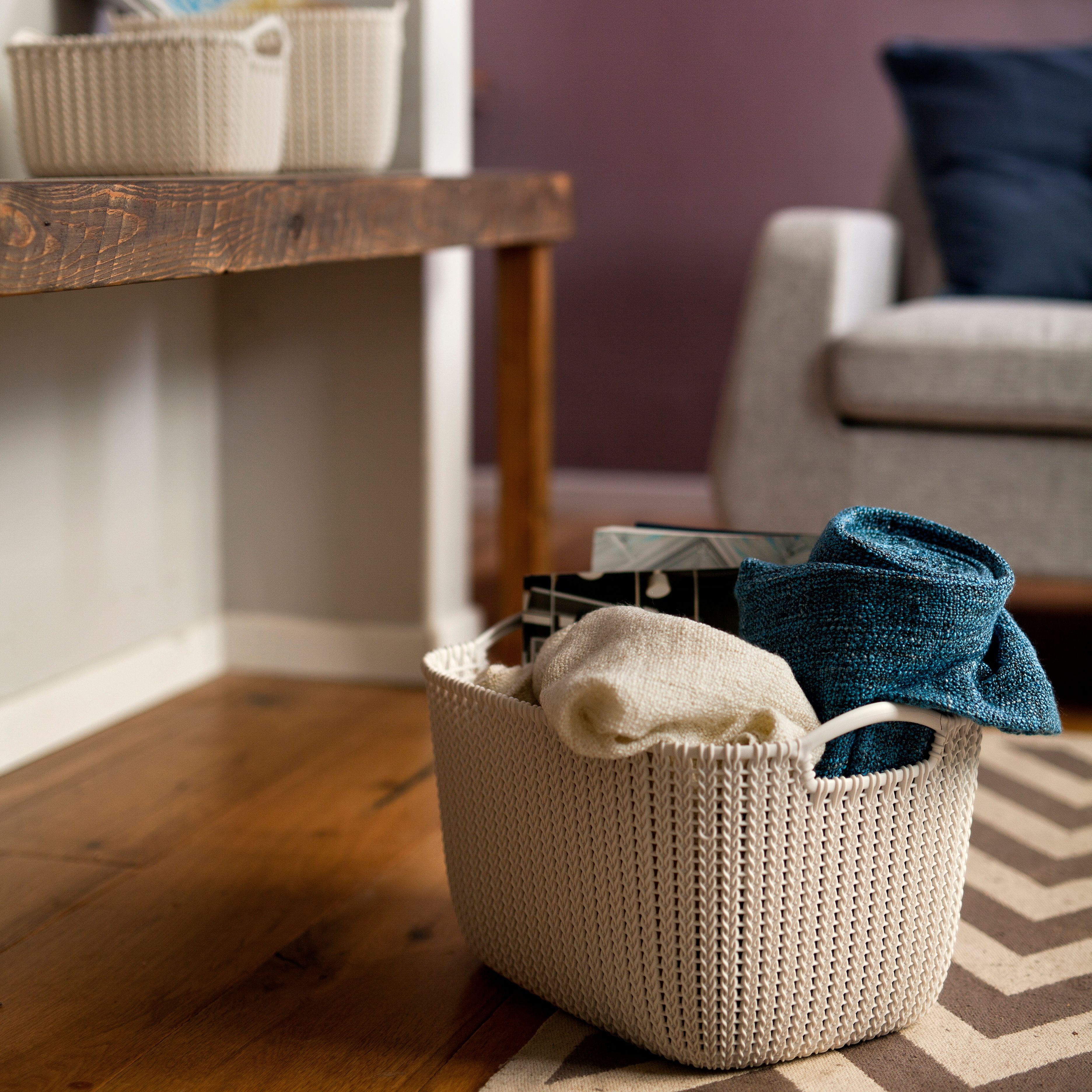 Curver Knit collection Oasis white Plastic Storage basket (H)23cm (W)40cm