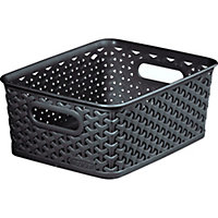 Curver My Style Dark grey Plastic Stackable Storage basket (H)10cm (W)25cm (D)20cm