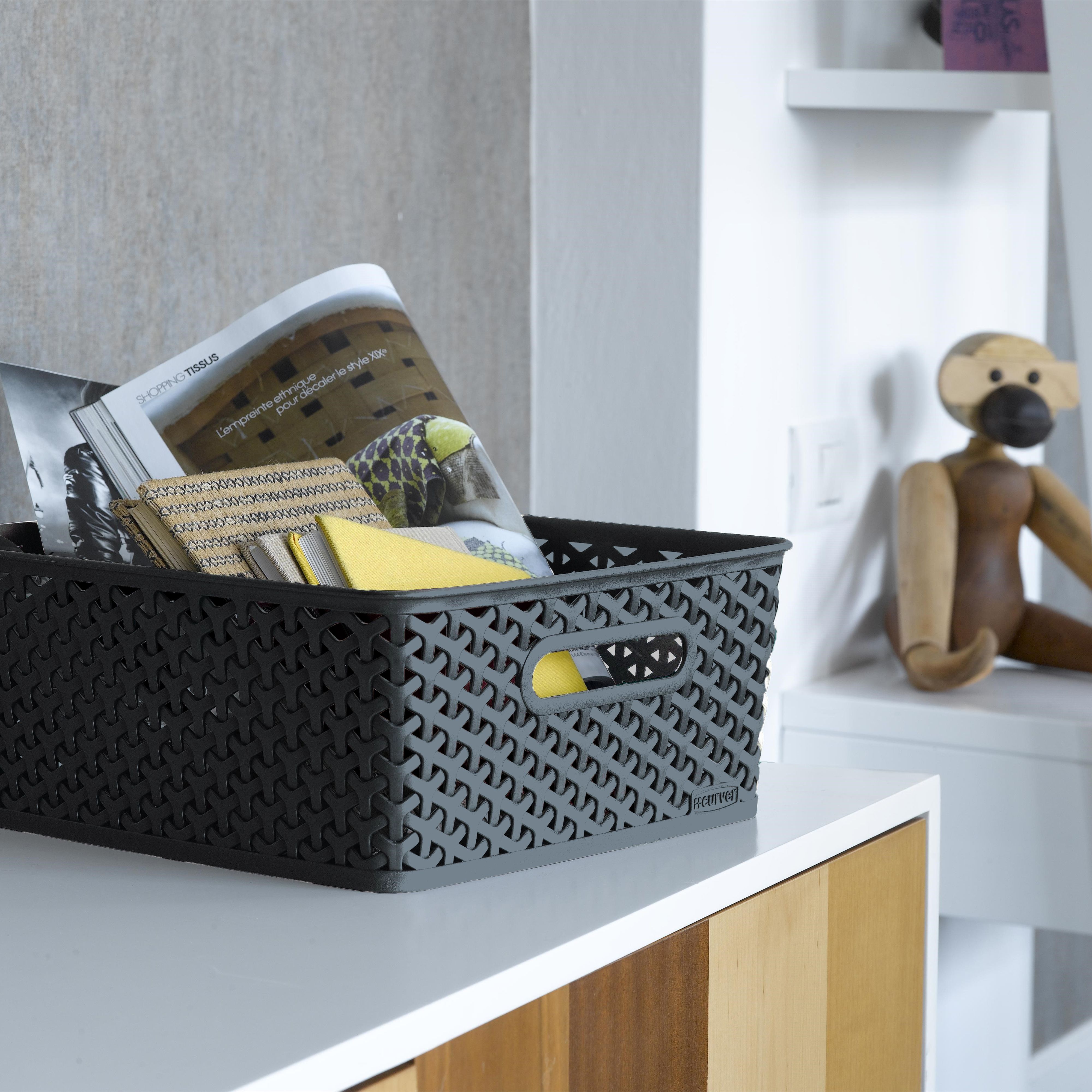 Curver My Style Dark grey Plastic Stackable Storage basket (H)13cm (W)36cm (D)30cm