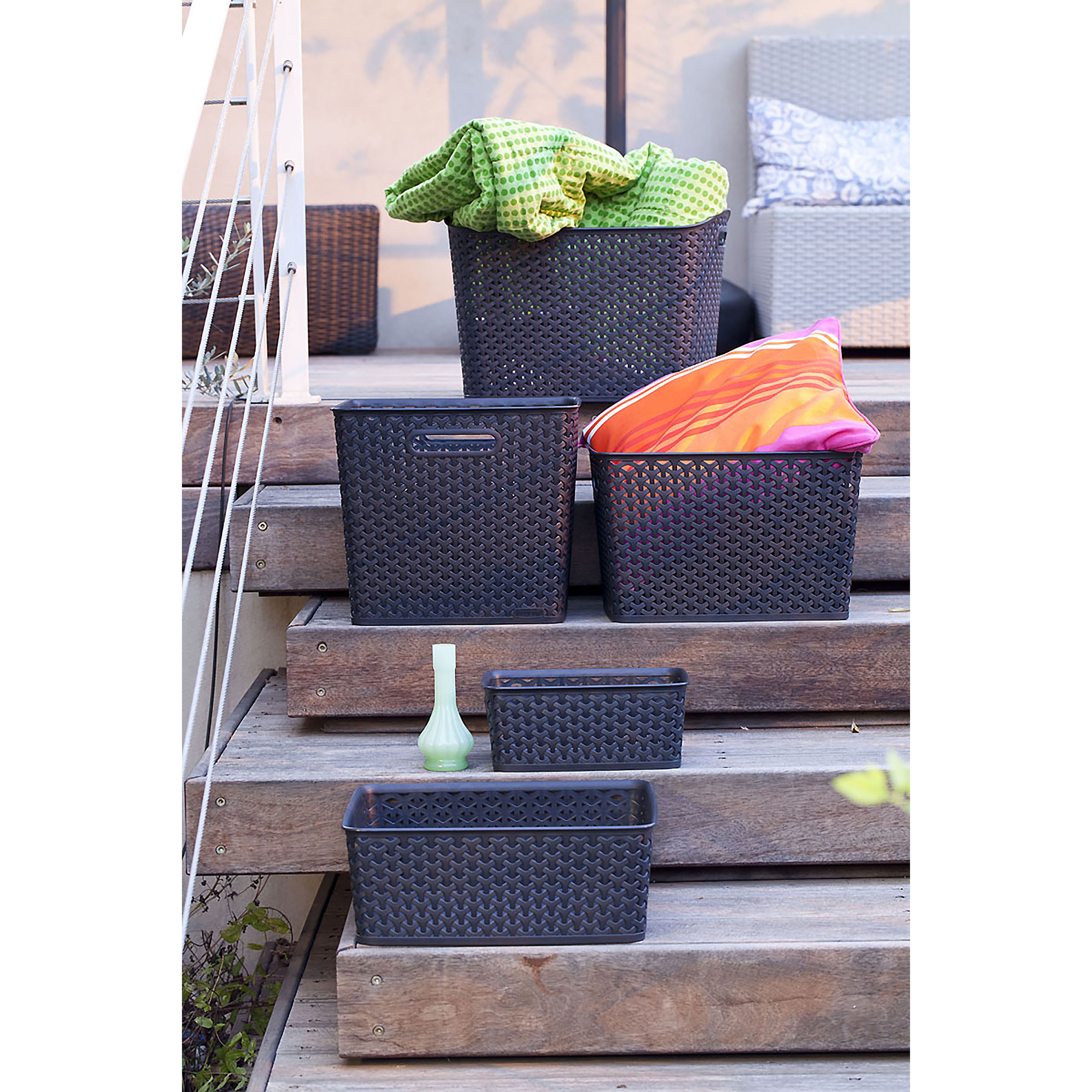 Curver My Style Dark grey Plastic Stackable Storage basket (H)13cm (W)36cm (D)30cm