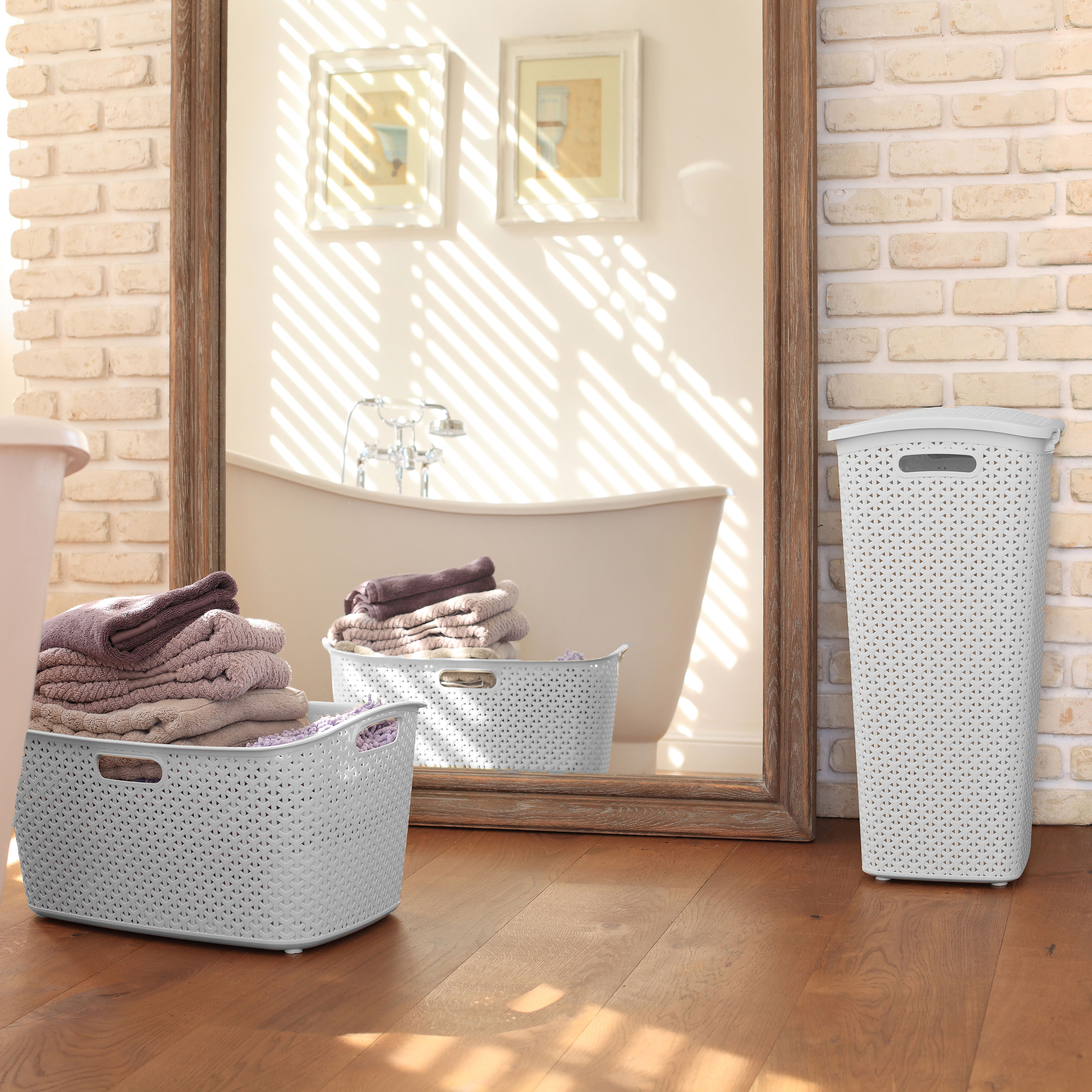 Curver My Style Grey Plastic Laundry hamper, 55L