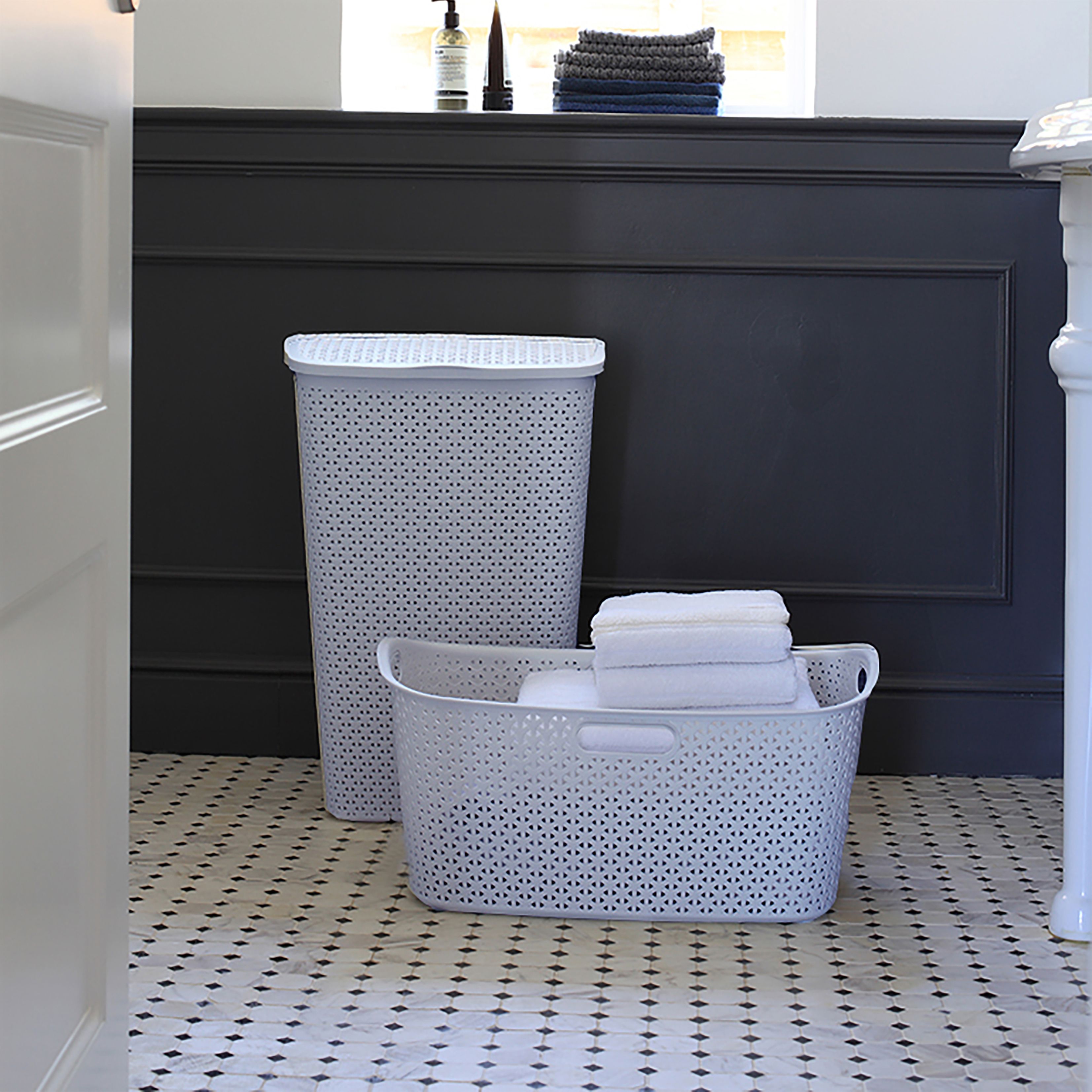 Curver My Style Grey Plastic Laundry hamper, 55L