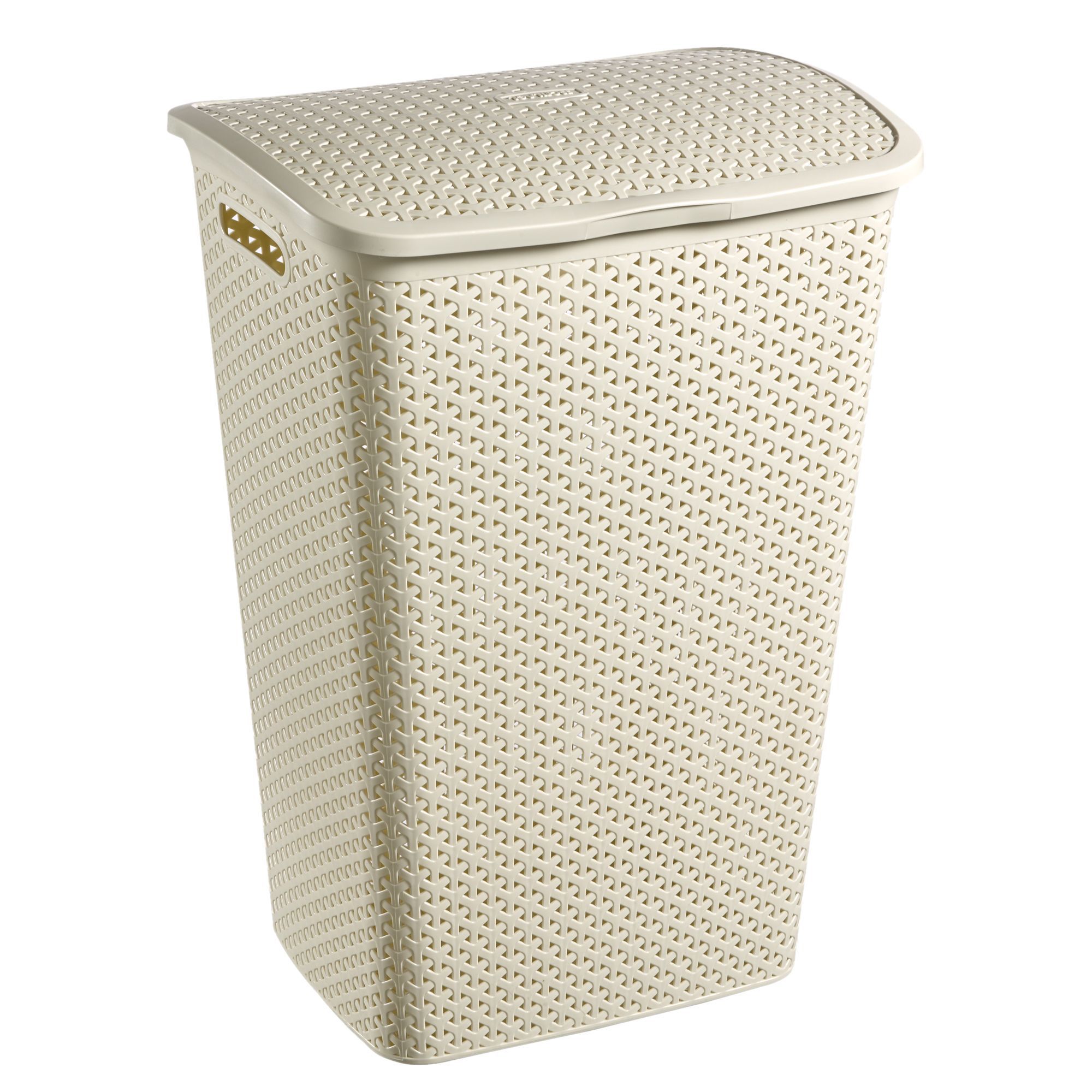 Curver My style White Rattan Effect Plastic Large Laundry hamper, 55L