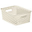 Curver My style White rattan effect Plastic Nestable Storage basket (H)10cm (W)19.7cm