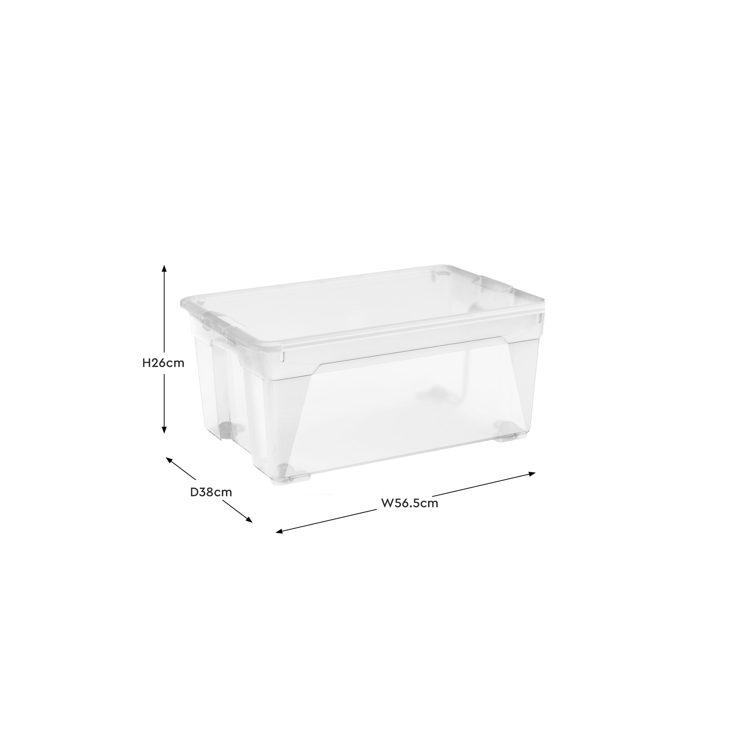 Curver R Box Clear 45L Large Stackable Wheeled Storage box with Lid