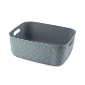 Curver Softex Geometric Teal Plastic Medium Stackable Storage basket (H)29.2cm (W)14.3cm (D)37.9cm