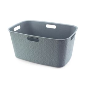 Curver Softex Stone Blue Plastic Large Laundry basket, 45L