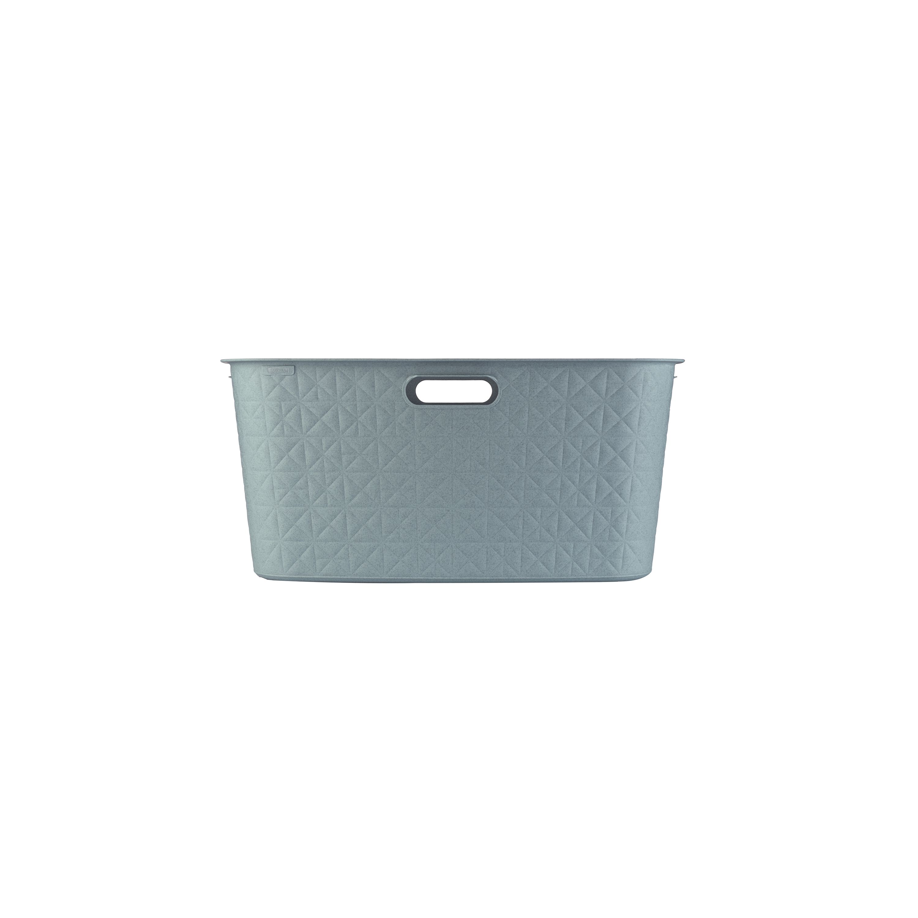 Curver Softex Stone Blue Plastic Large Laundry basket, 45L